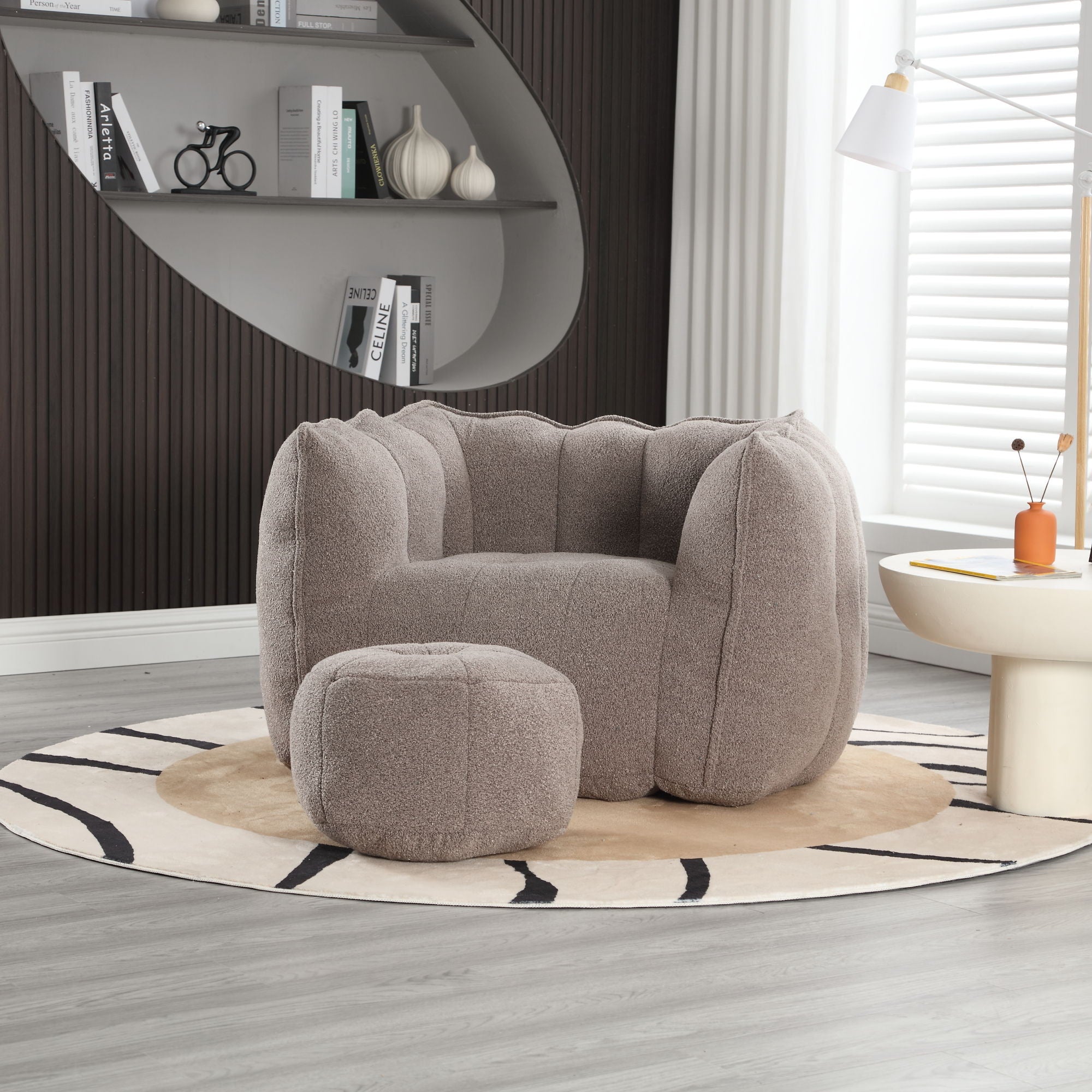 Soft Chenille Bean Bag Chair With High Resilient Foam