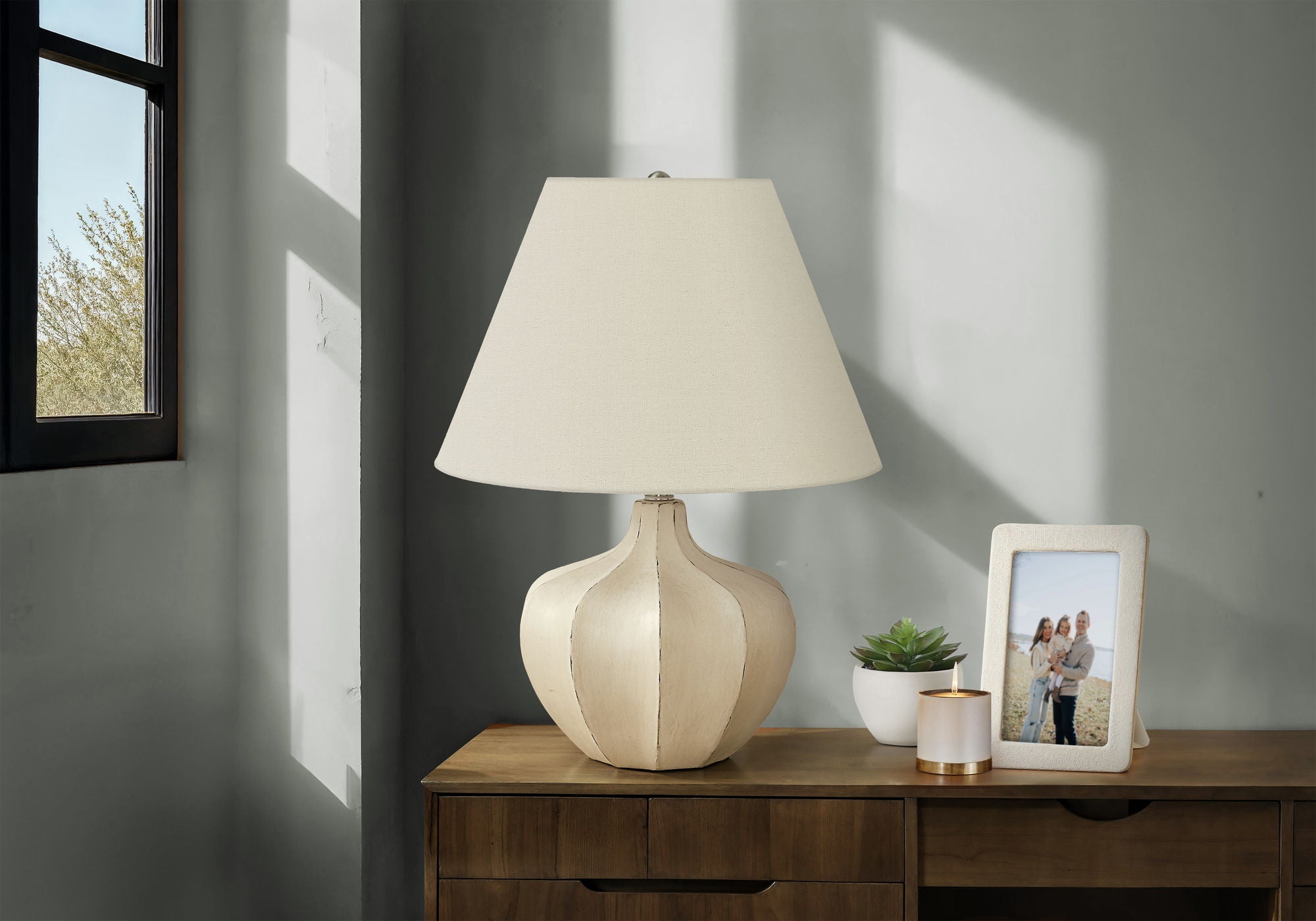 Resin Transitional Lighting, Table Lamp - Cream - Best Buy Furniture