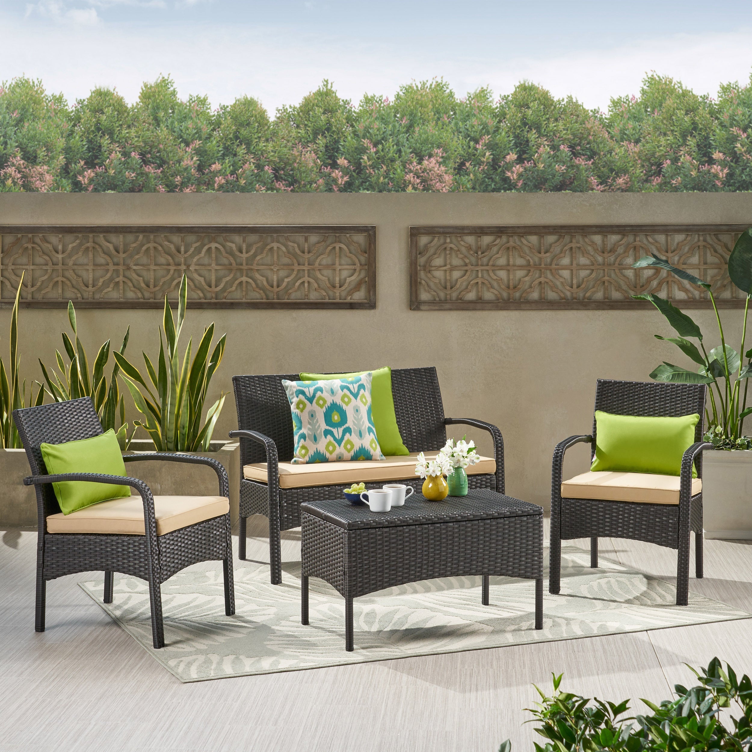 Four Piece Cordoba Outdoor Chat Set by Christopher Knight Home - Best Buy Furniture
