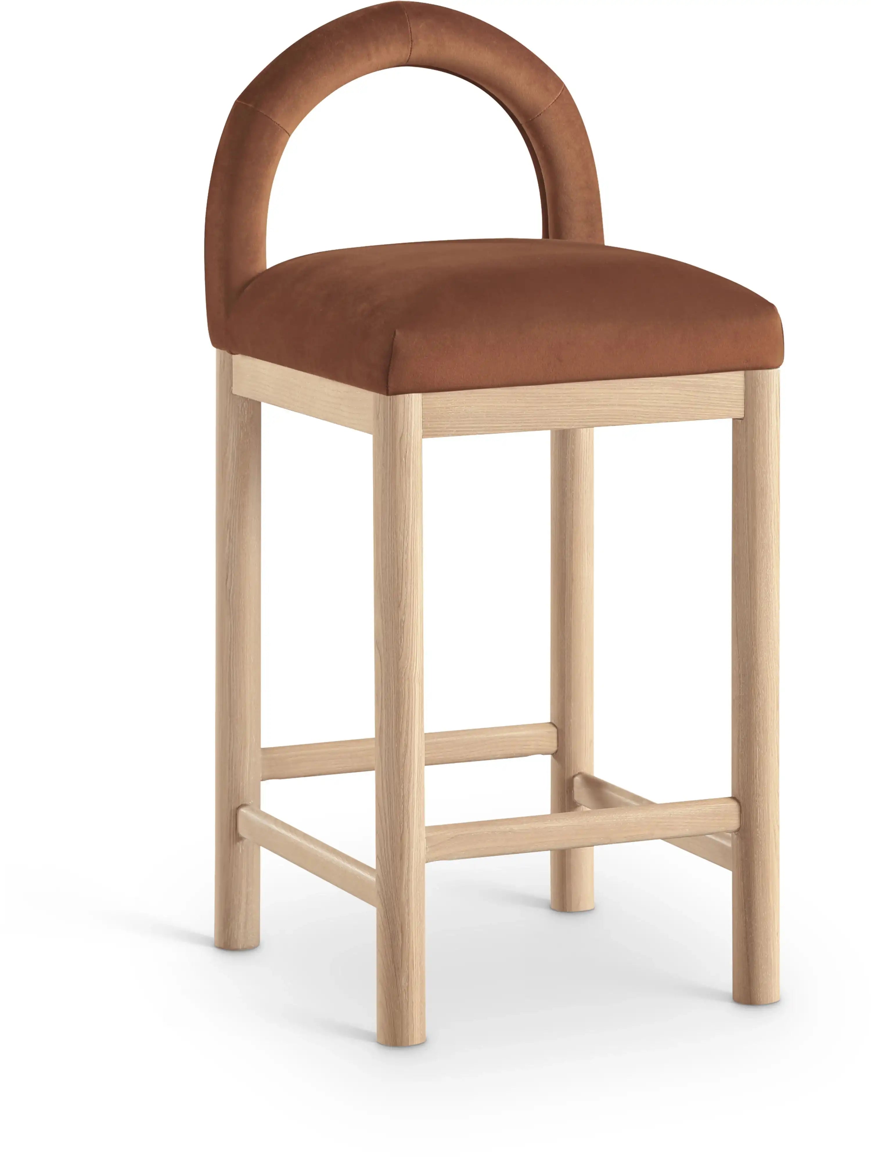 Conrad - Velvet Counter Stool With Natural Legs - Best Buy Furniture