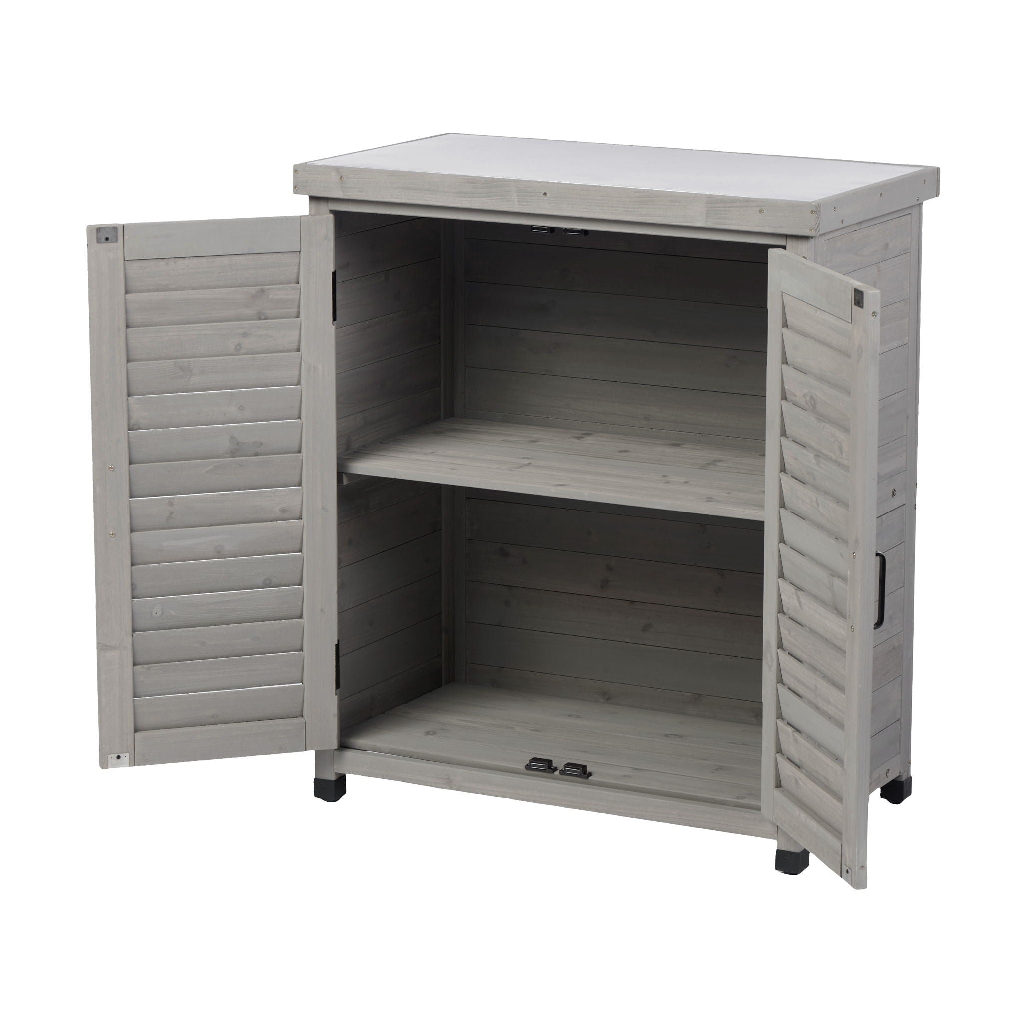 Potting Bench With Storage Cabinet And Metal Table Top For Outdoor - Best Buy Furniture