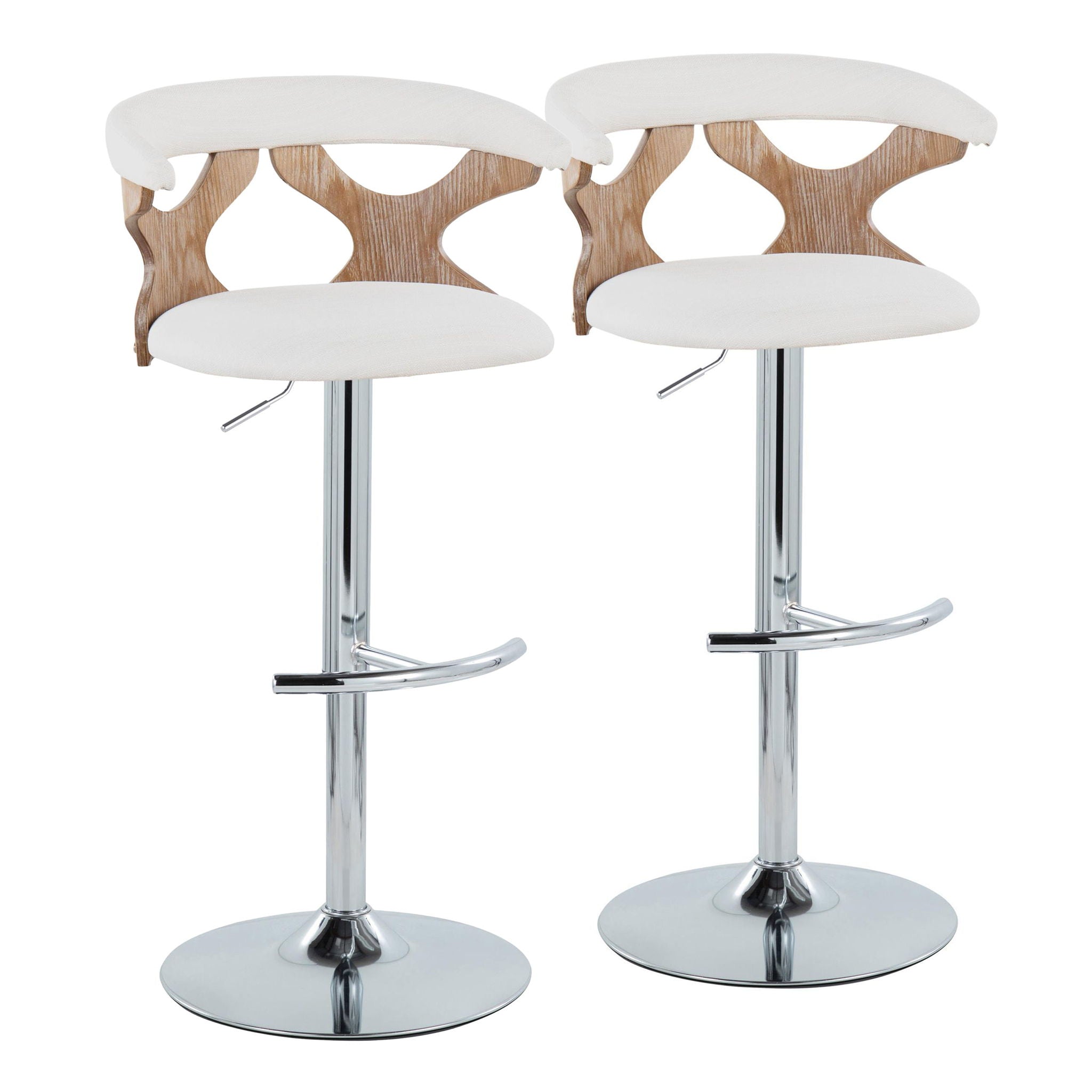 Gardenia - Contemporary Adjustable Barstool With Swivel / Rounded T Footrest (Set of 2) - Best Buy Furniture