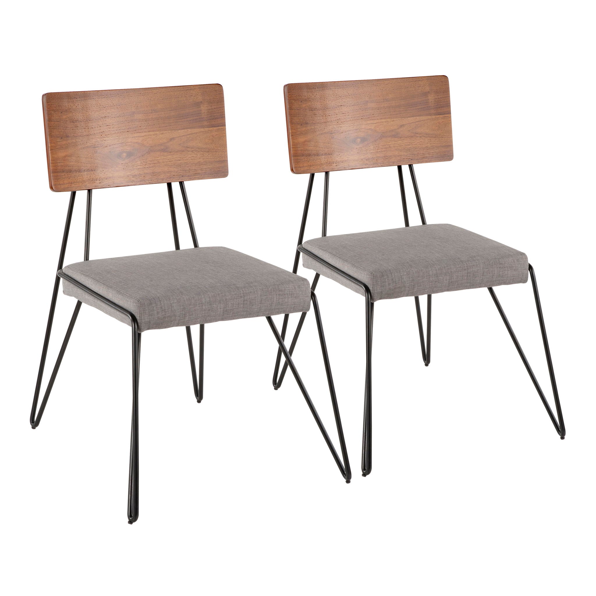 Loft - Mid-Century Modern Chair (Set of 2) - Black / Gray / Walnut - Best Buy Furniture