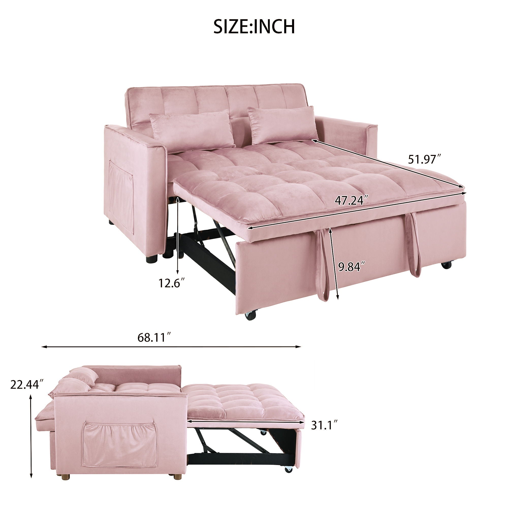 3 In 1 Pull Out Couch Convertible Sofa Bed With Reclining Backrest - Best Buy Furniture