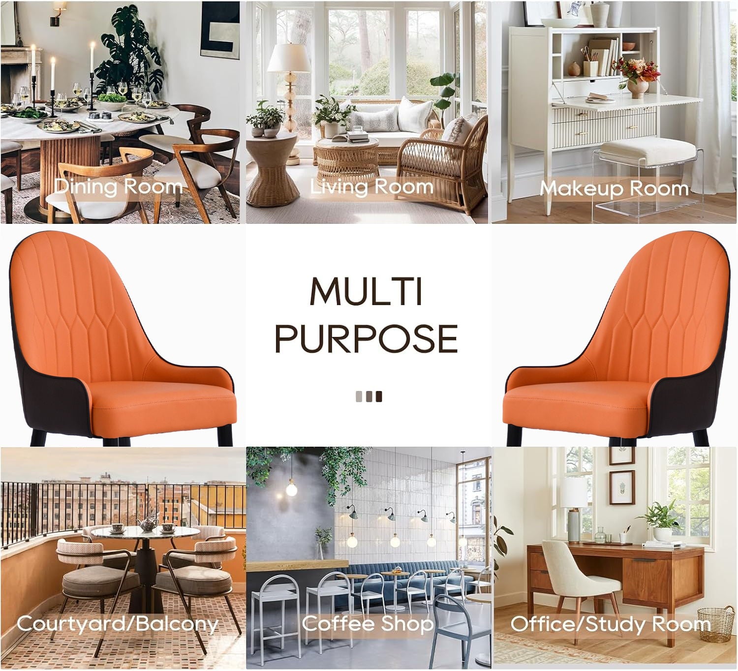 Modern PU Sponge-Filled Dining Chair, Solid Wood Metal Legs, Suitable For Restaurants, Living Rooms And Rooms (Set of 2) - Best Buy Furniture