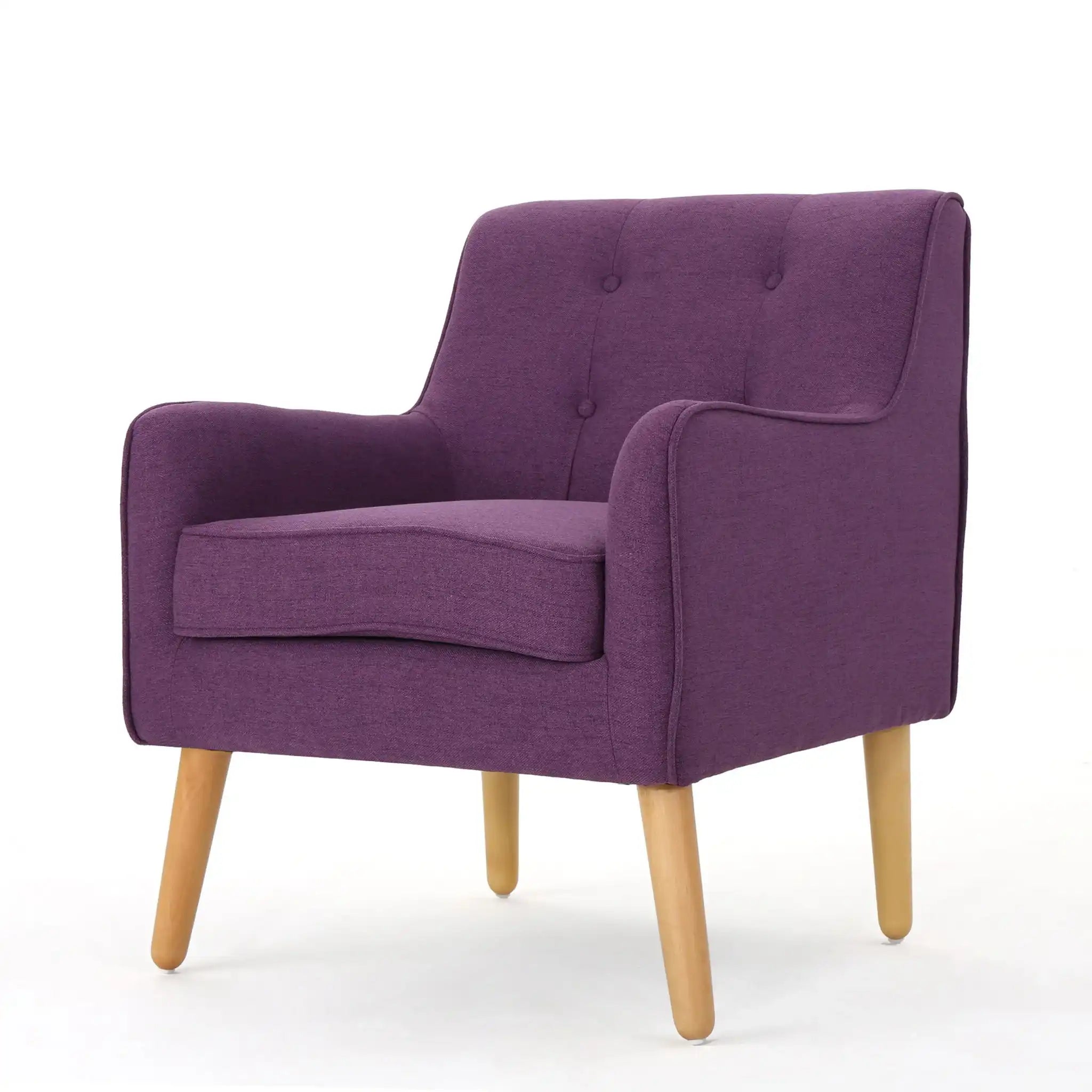 Modern Arm Chair With Tufted Back And Wooden Legs - Best Buy Furniture