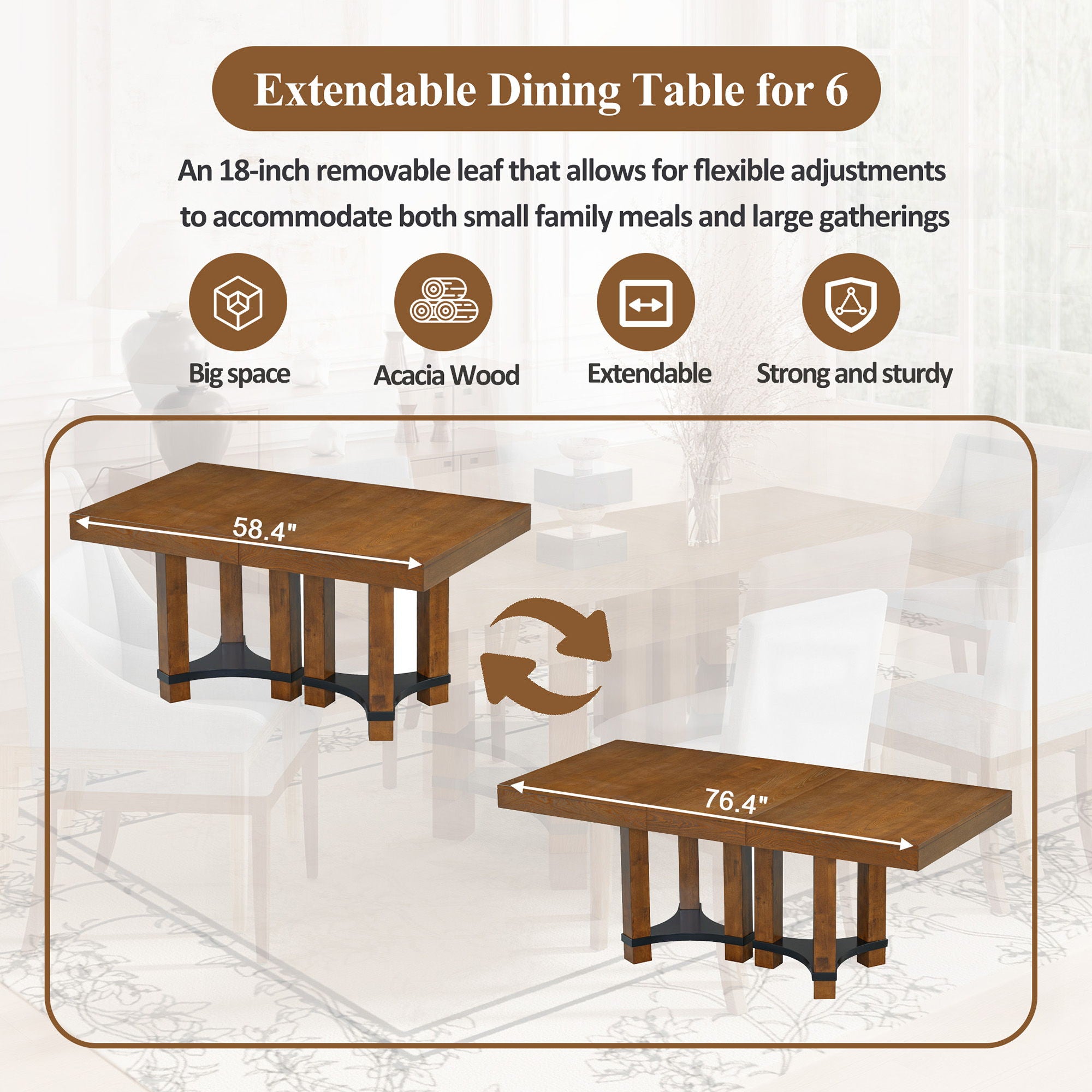Topmax - 7 Piece Rustic Extendable Dining Table Set With Removable Leaf, 2 Arm Chairs And 4 Armless Chairs - Best Buy Furniture