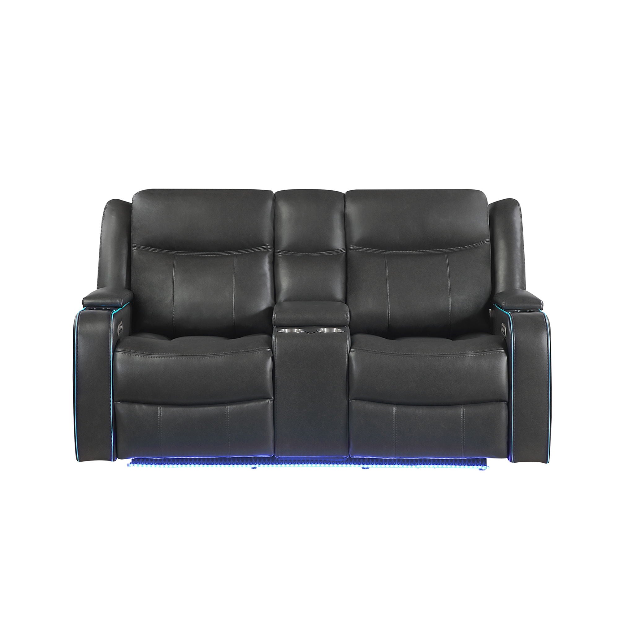 Blanca - Power Console Reclining Loveseat With LED Lights And Power Headrest Frame - Charcoal - Best Buy Furniture