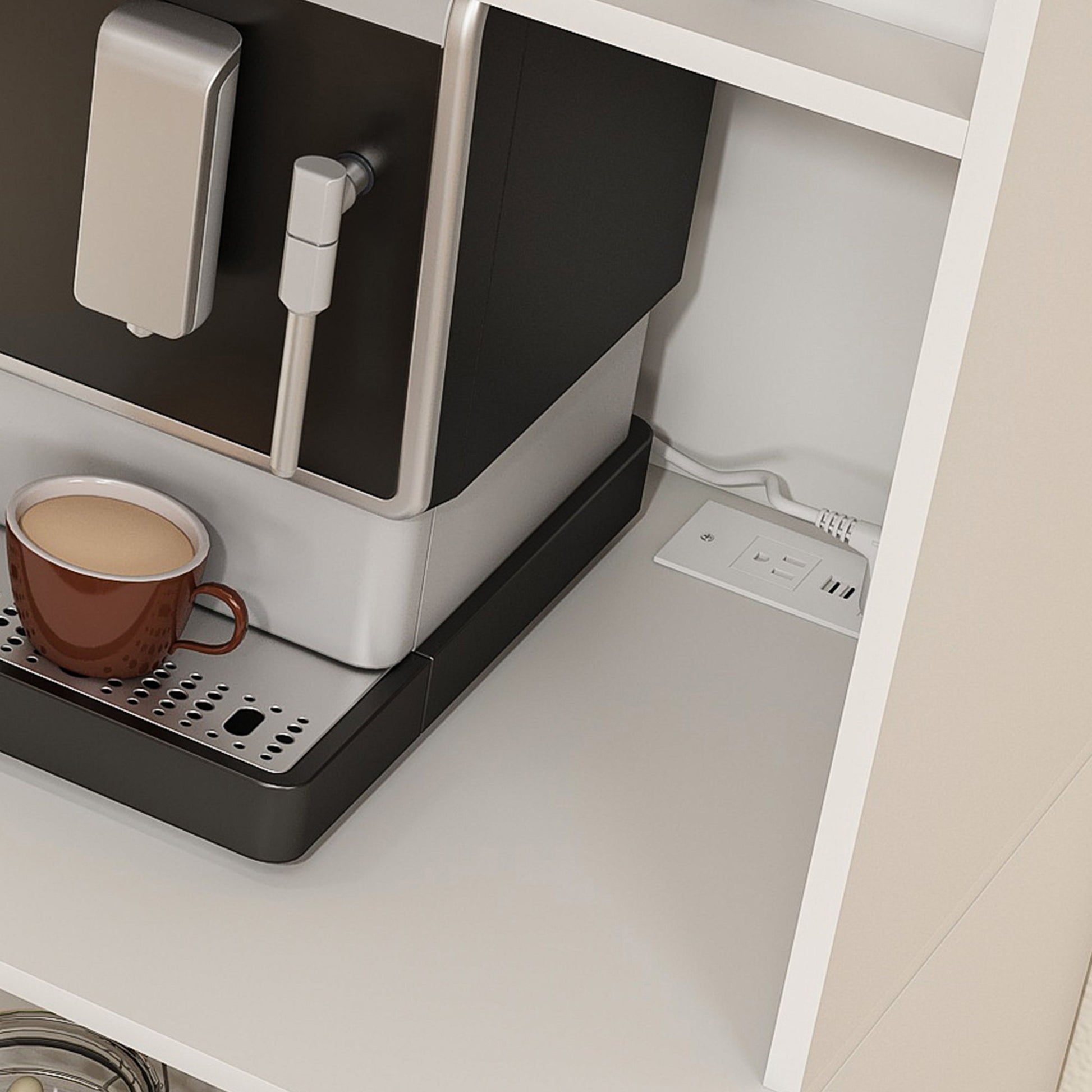 Modern Farmhouse Buffet Cabinet With Hutch Kitchen Storage Sideboard With Drawers & Barn Doors - White - Best Buy Furniture