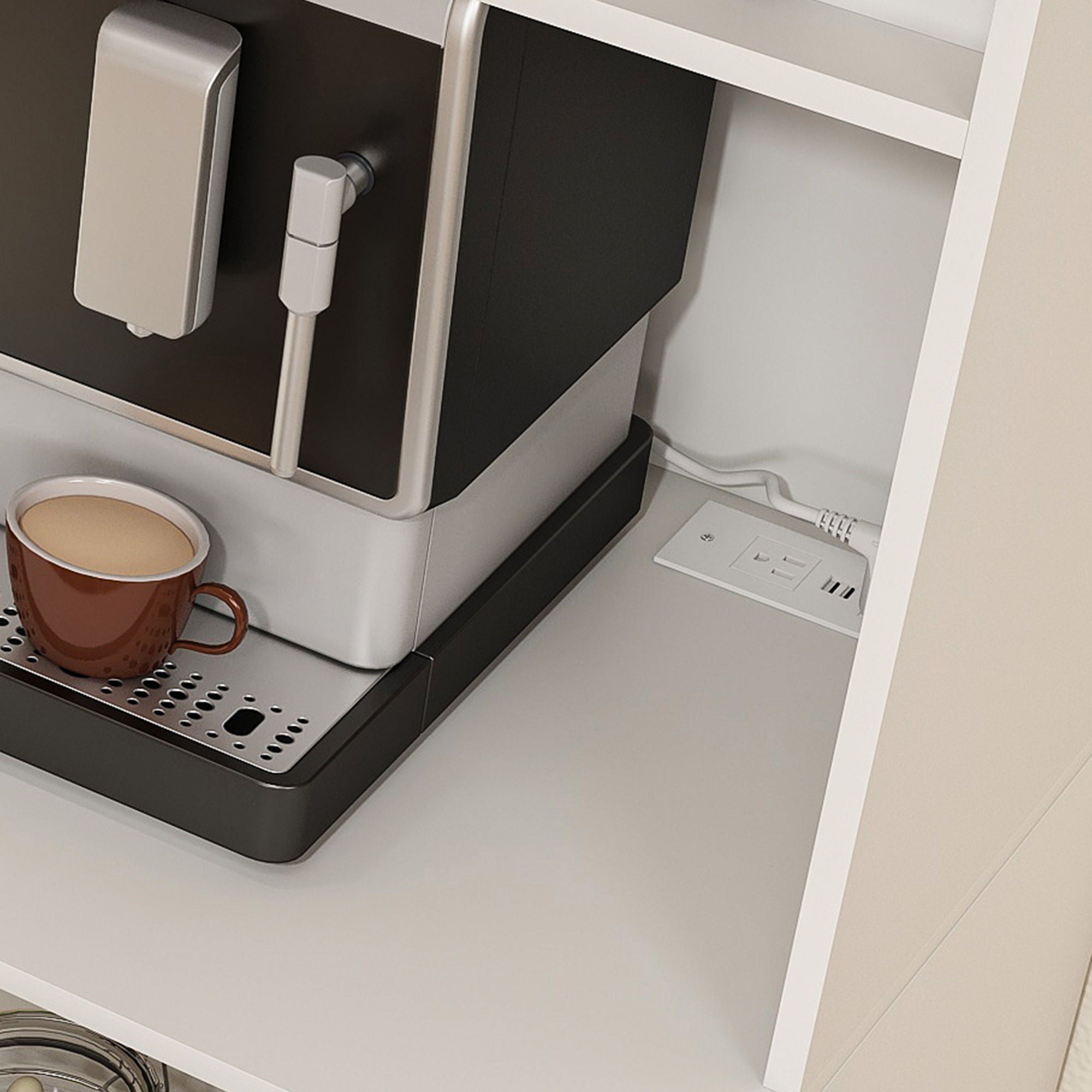 Modern Farmhouse Buffet Cabinet With Hutch Kitchen Storage Sideboard With Drawers & Barn Doors - White - Best Buy Furniture