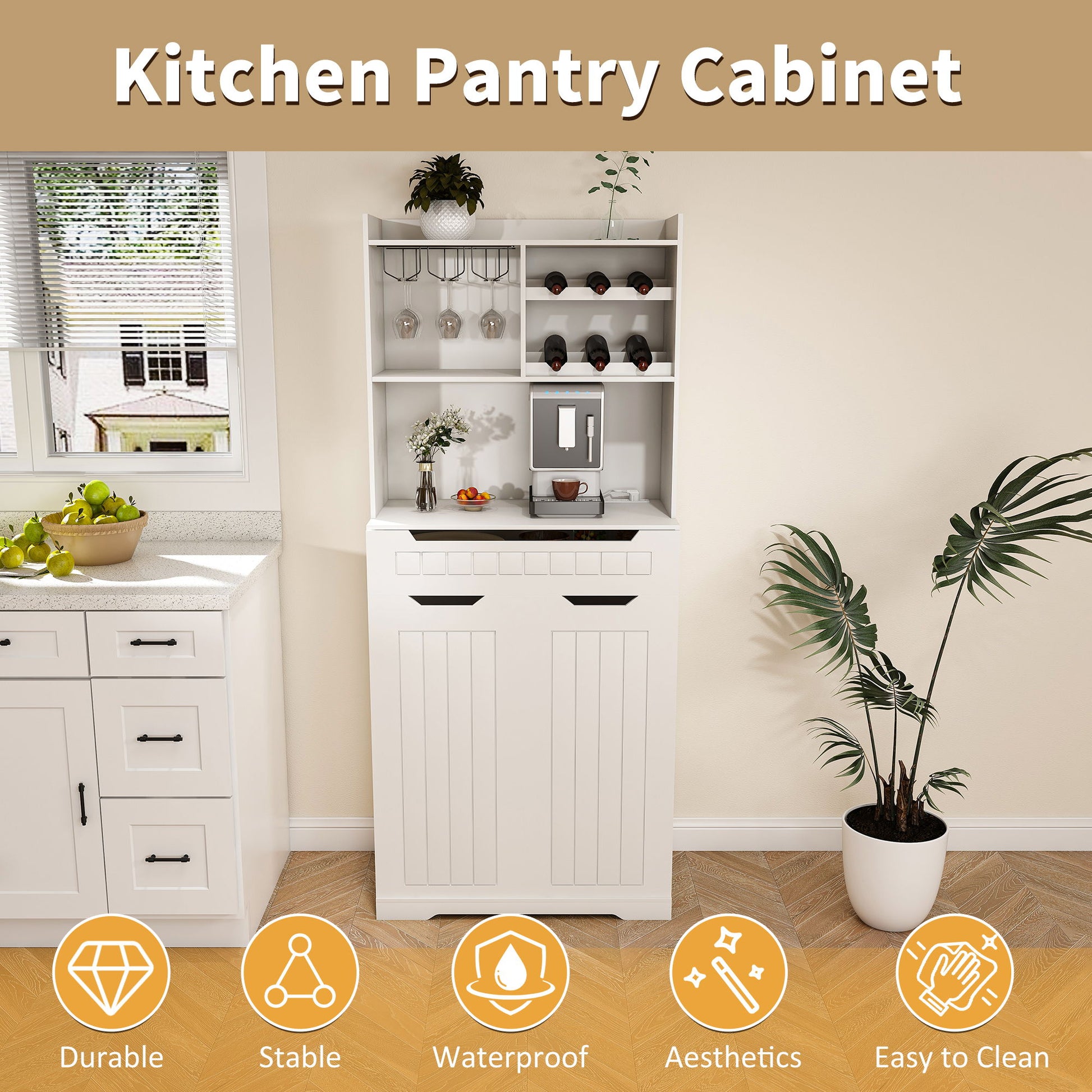 Modern Farmhouse Buffet Cabinet With Hutch Kitchen Storage Sideboard With Drawers & Barn Doors - White - Best Buy Furniture