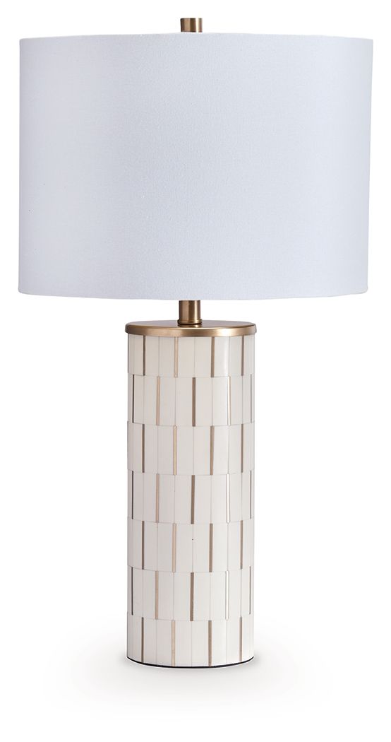 Faridworth - Poly Table Lamp - White / Gold Finish - Best Buy Furniture