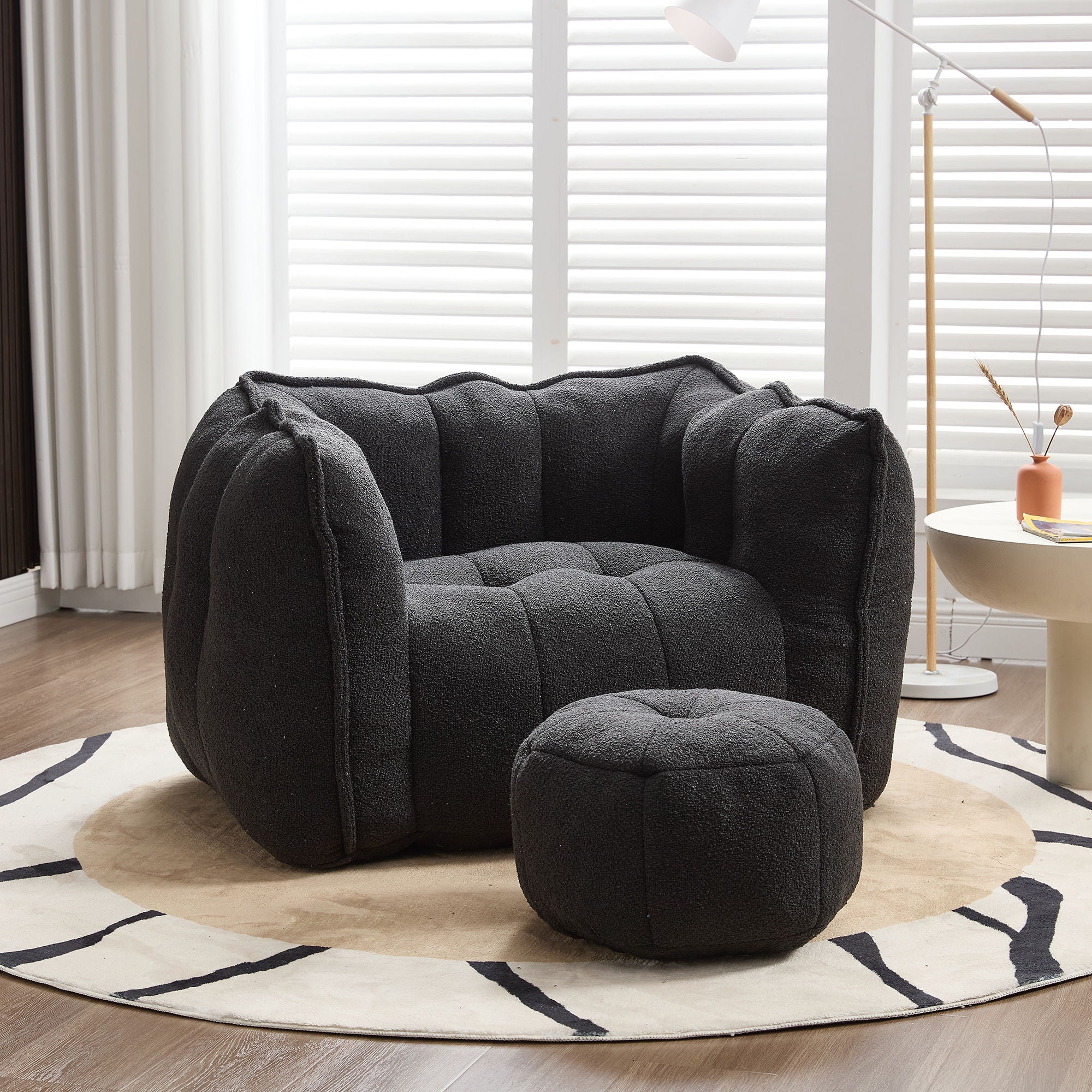 Soft Chenille Bean Bag Chair With High Resilient Foam