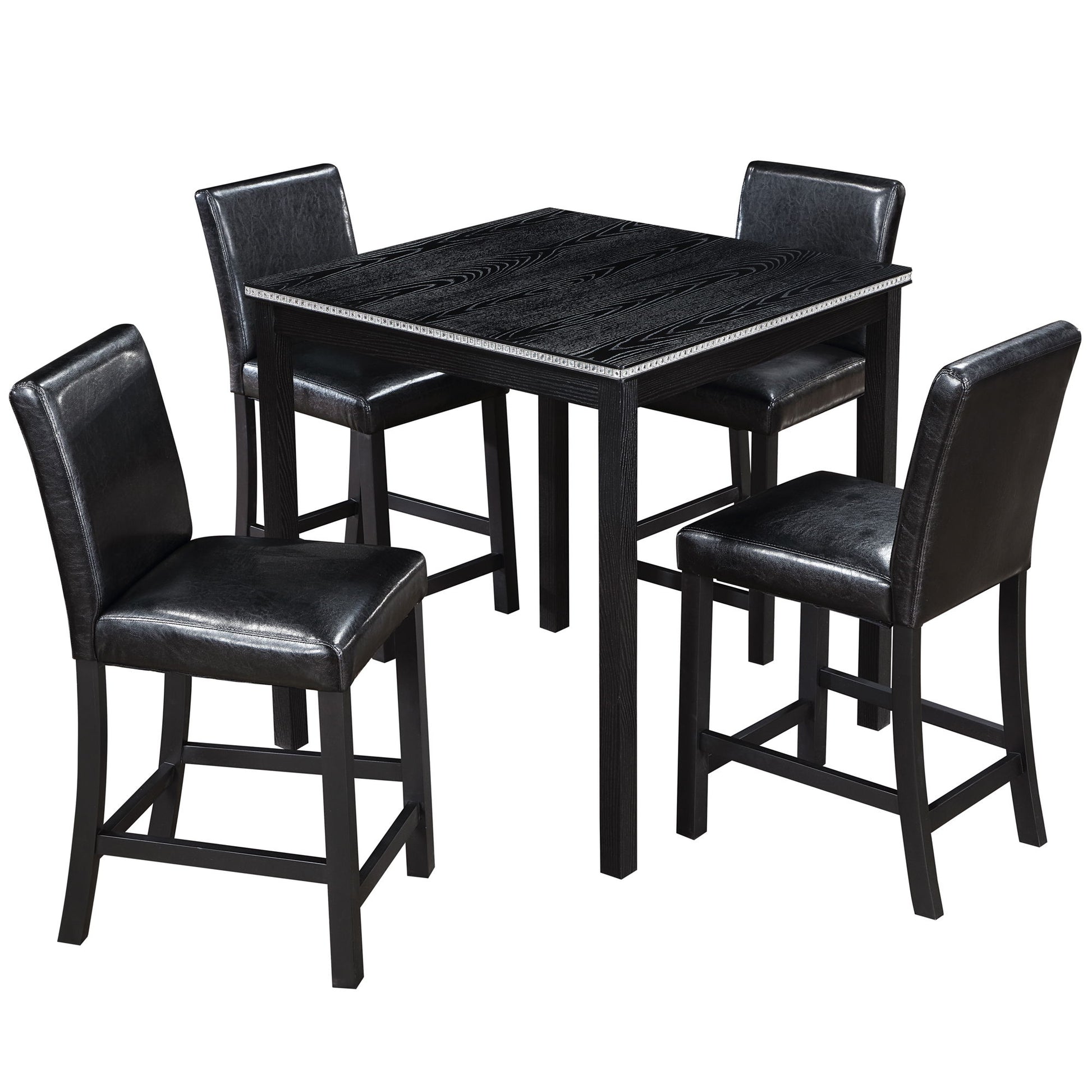 5 Pieces Counter Height Table Set, Kitchen Table With Square Table And 4 Upholstered Chairs - Best Buy Furniture
