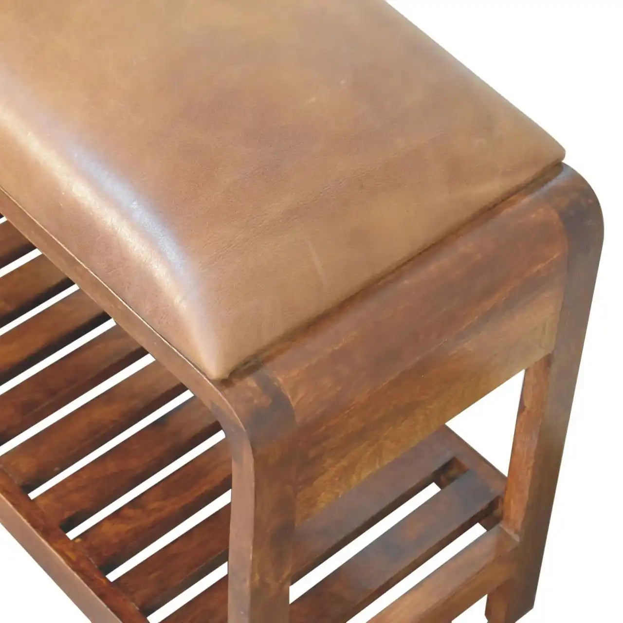 Buffalo - Slatted Square Bench - Brown - Best Buy Furniture
