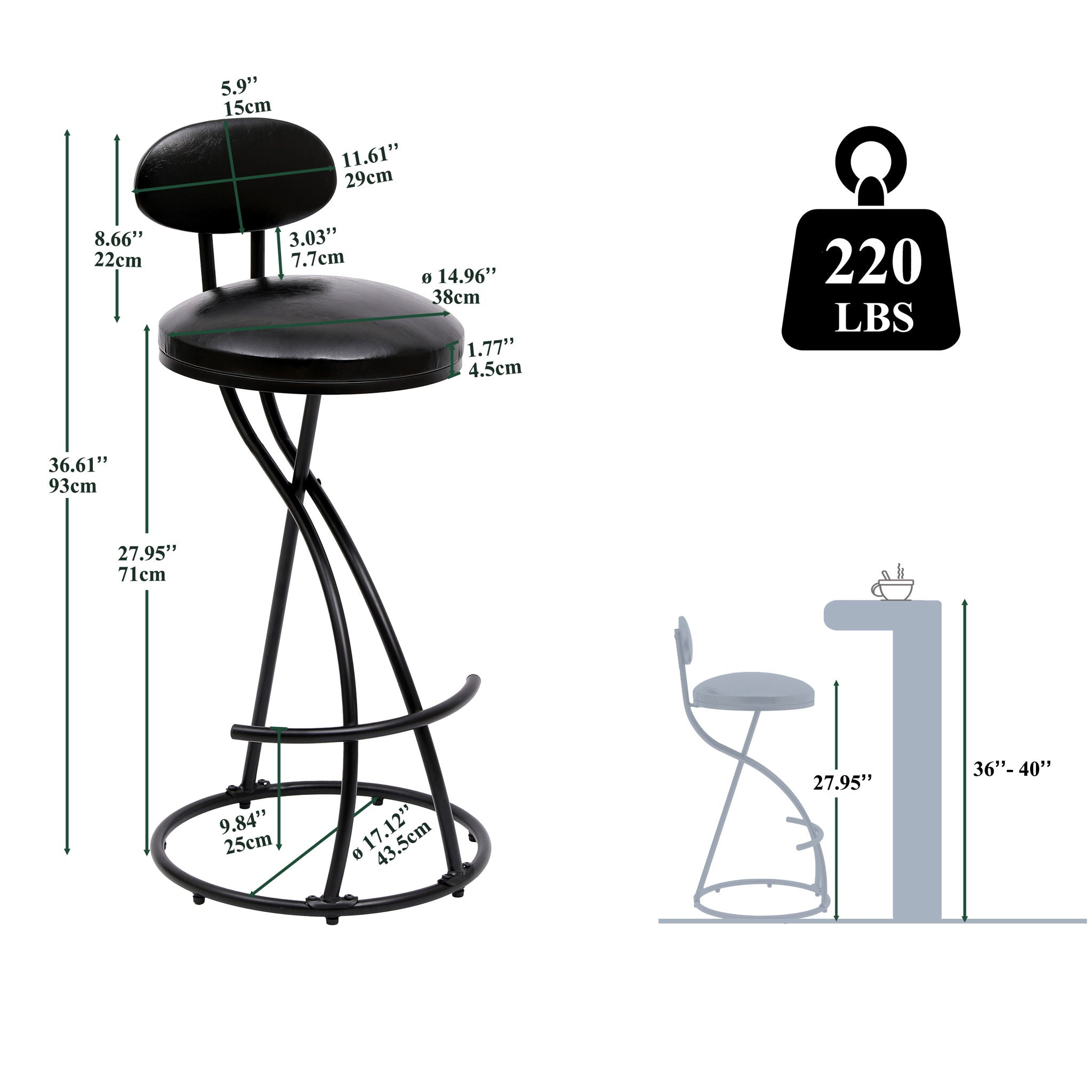 Bar Stools Upholstered Counter Height Barstools For Kitchen Island Modern PU Leather Dining Chairs With Footrest (Set of 2) - Best Buy Furniture