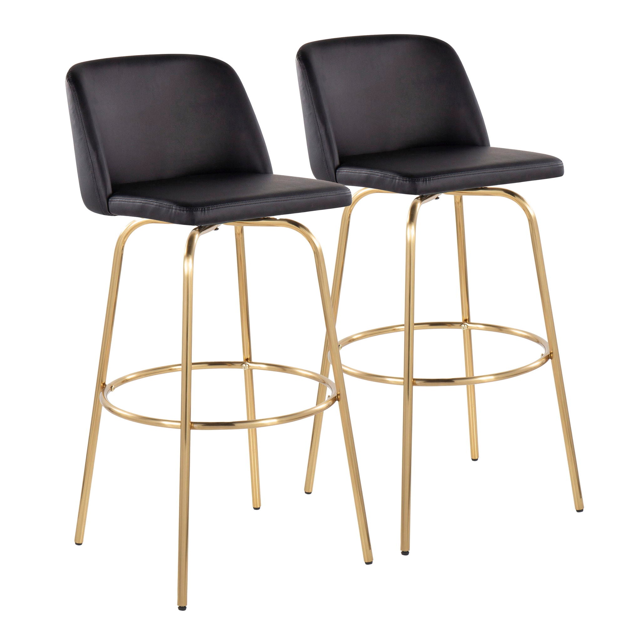 Toriano - Contemporary Fixed Height Barstool With Swivel And Round Footrest (Set of 2) - Best Buy Furniture