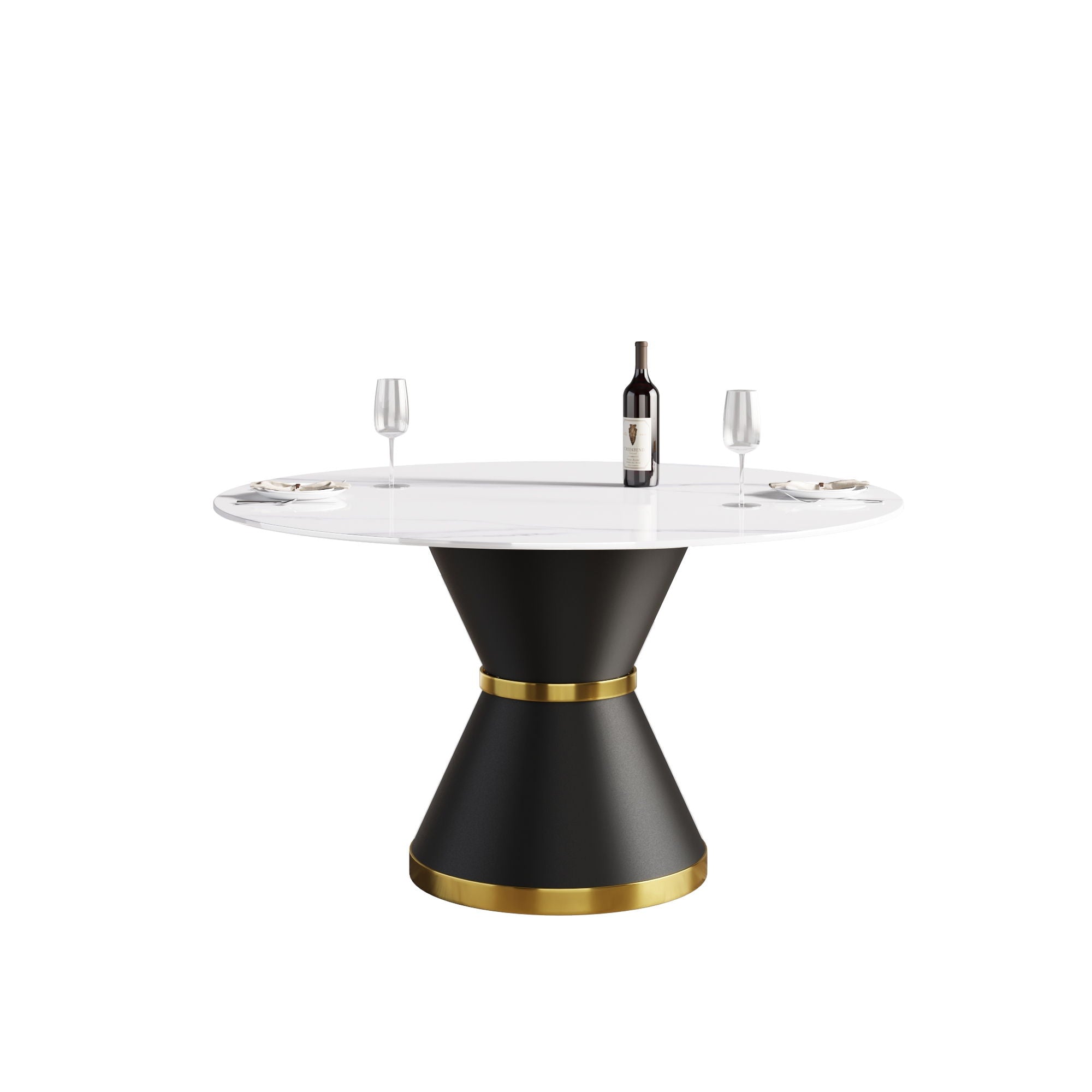 Modern Artificial Stone Round Carbon Steel Base Dining Table, Can Accommodate 6 People - Best Buy Furniture