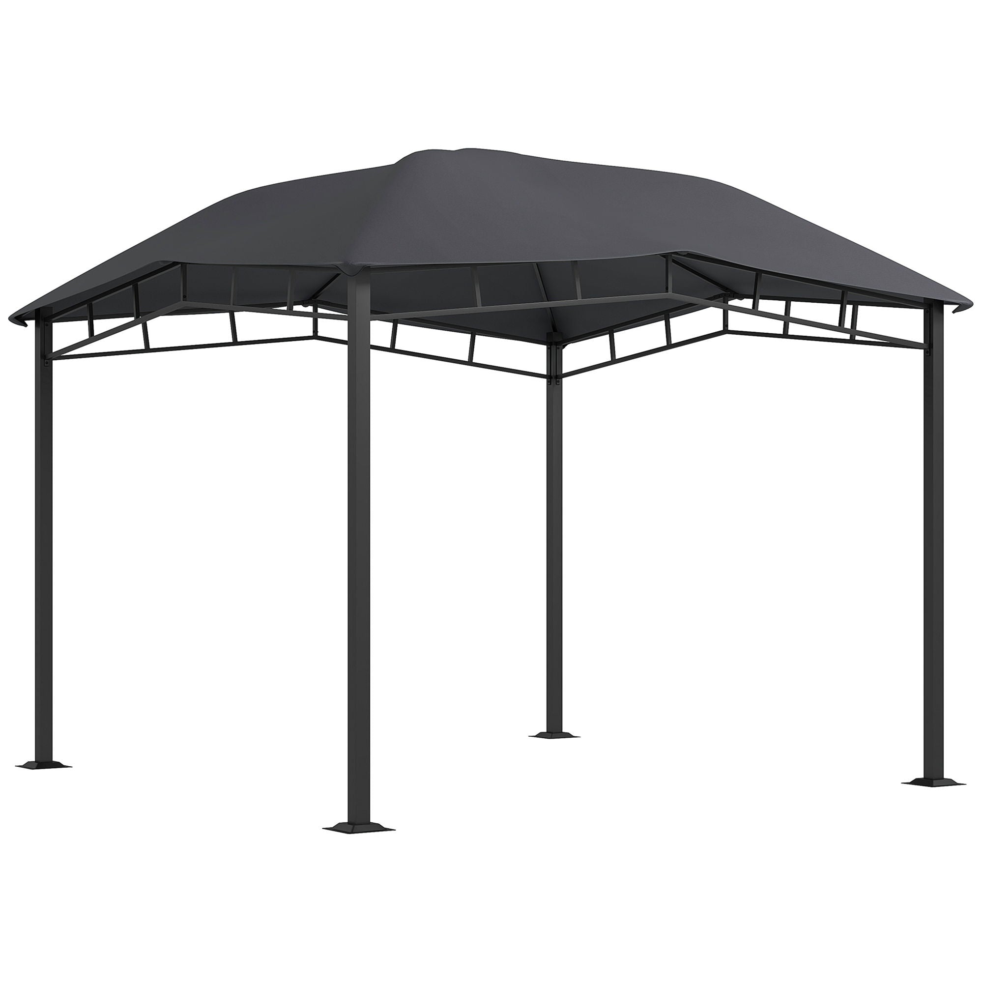 Outsunny - 10' x 10' Soft Top Patio Gazebo Outdoor Canopy With Unique Geometric Design Roof, All-Weather Steel Frame - Gray - Best Buy Furniture