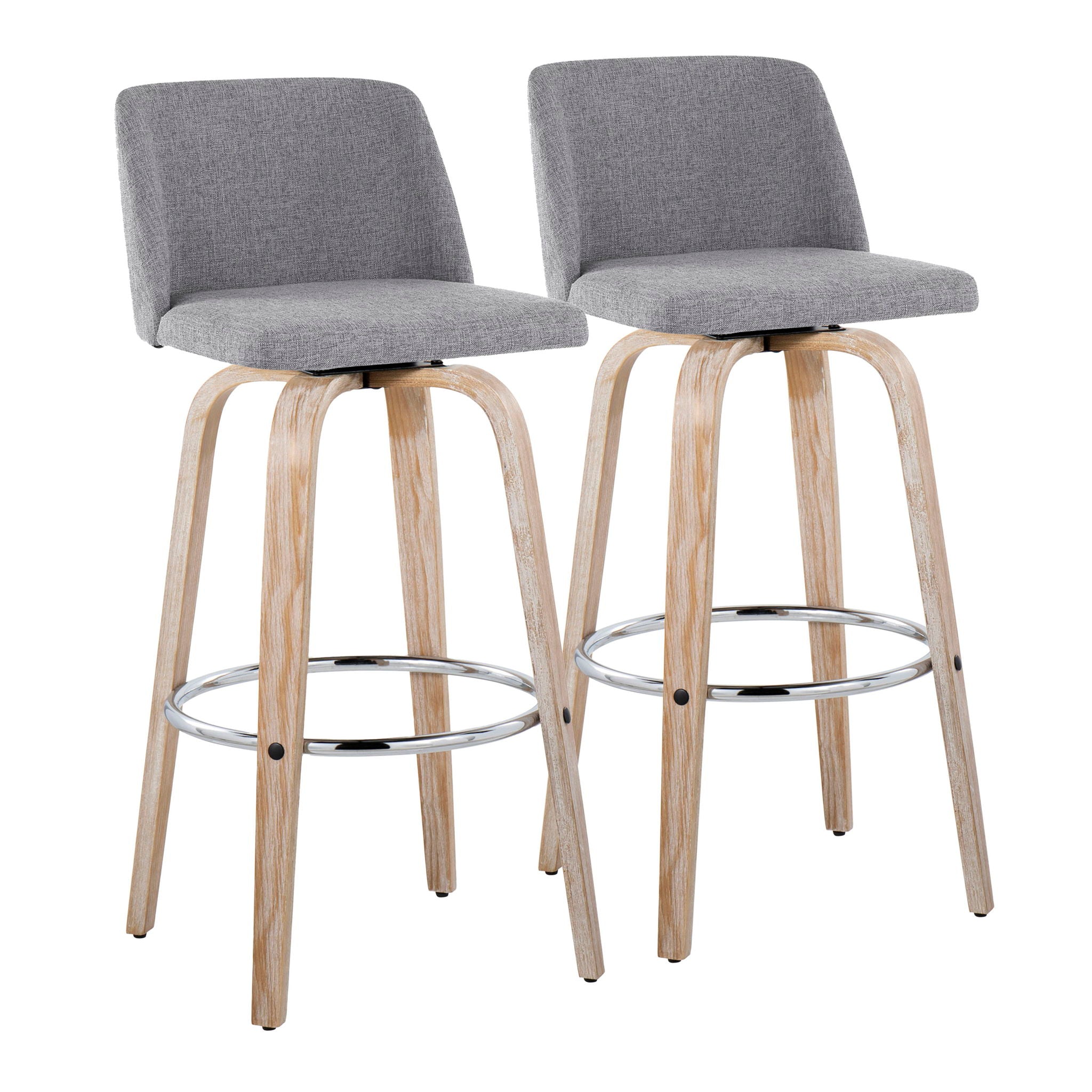 Toriano - Contemporary Fixed Height Barstool With Swivel & Round Footrest (Set of 2) - Best Buy Furniture
