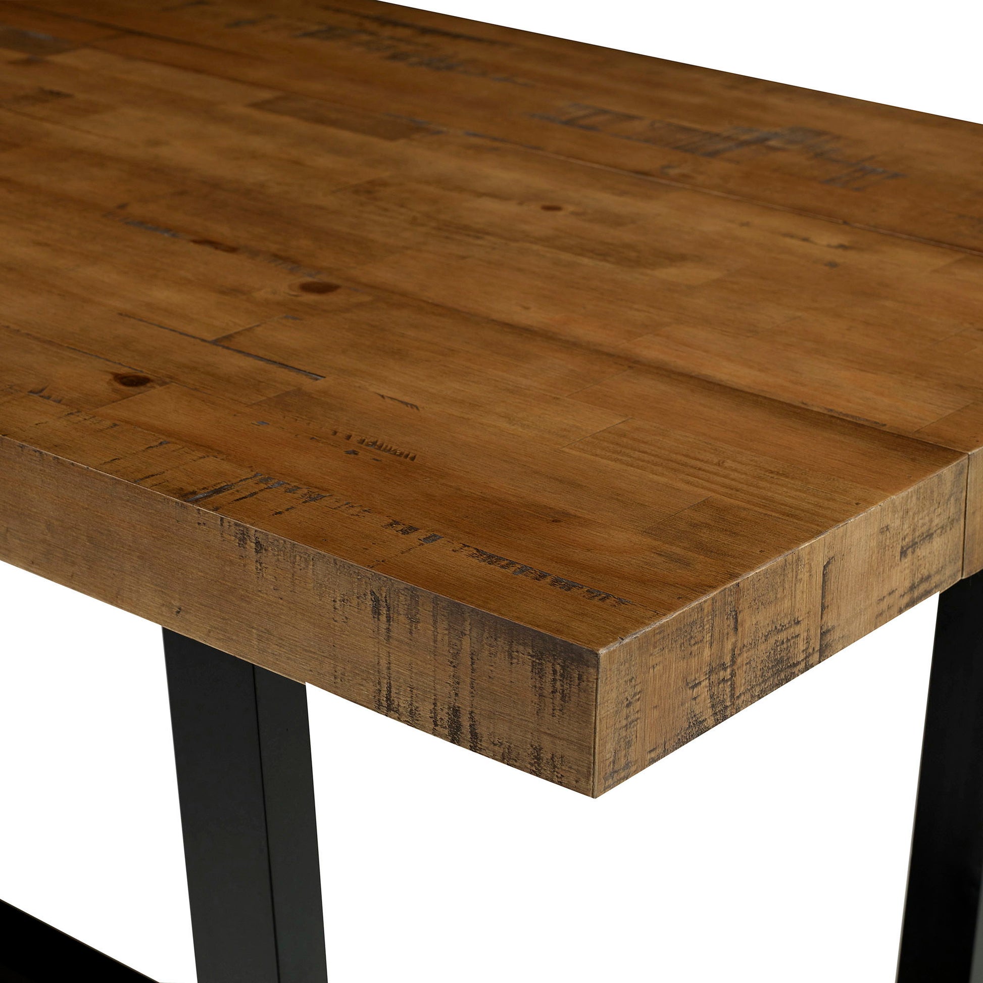 Modern Distressed Solid Wood And Metal Open Frame Dining Table - Best Buy Furniture