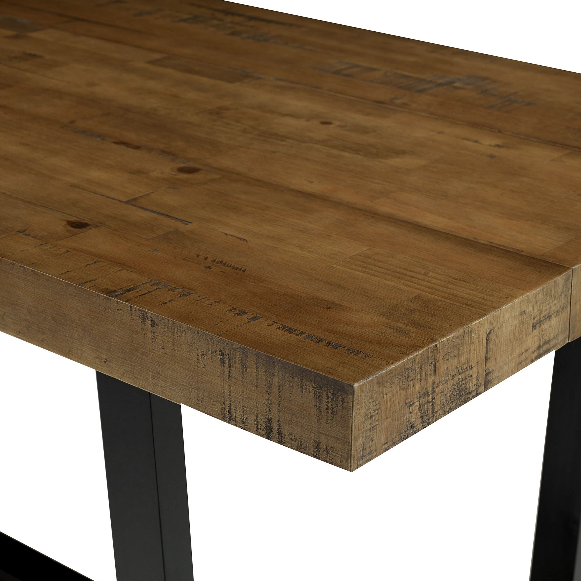 Modern Distressed Solid Wood And Metal Open Frame Dining Table - Best Buy Furniture