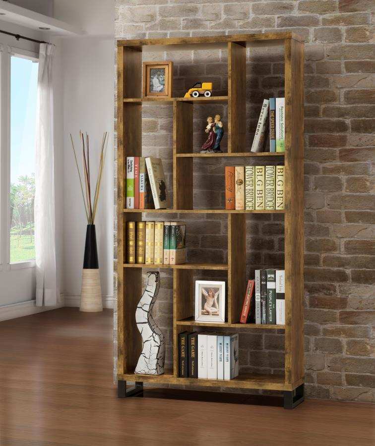 Delwin - 6-Shelf Bookshelf - Rustic Nutmeg - Best Buy Furniture