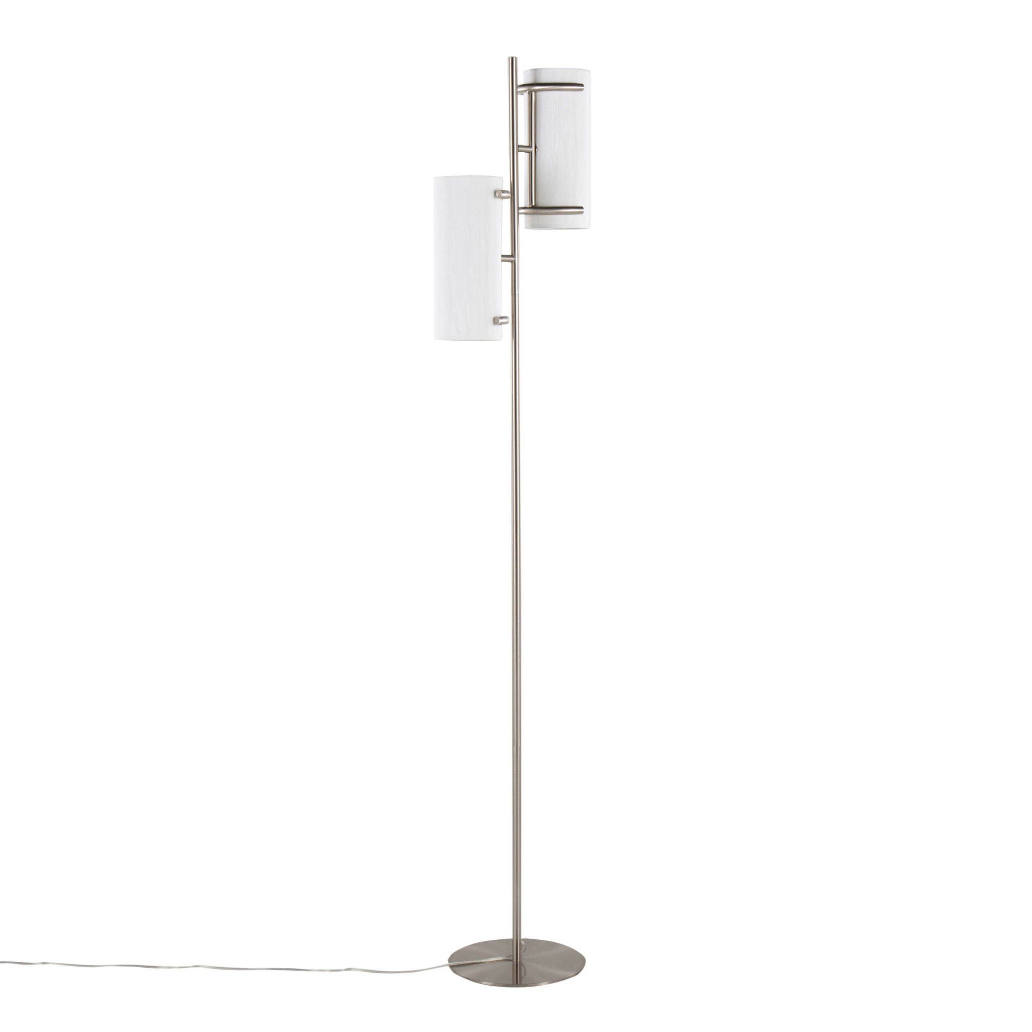 Rhonda - Contemporary / Glam Floor Lamp - Nickel / White - Best Buy Furniture