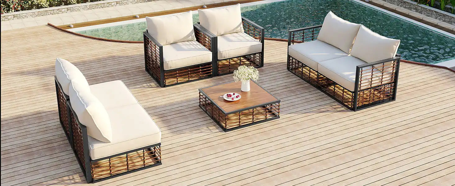 TOPMAX Modern 7-Piece Outdoor Modular Sectional Sofa Set - Best Buy Furniture