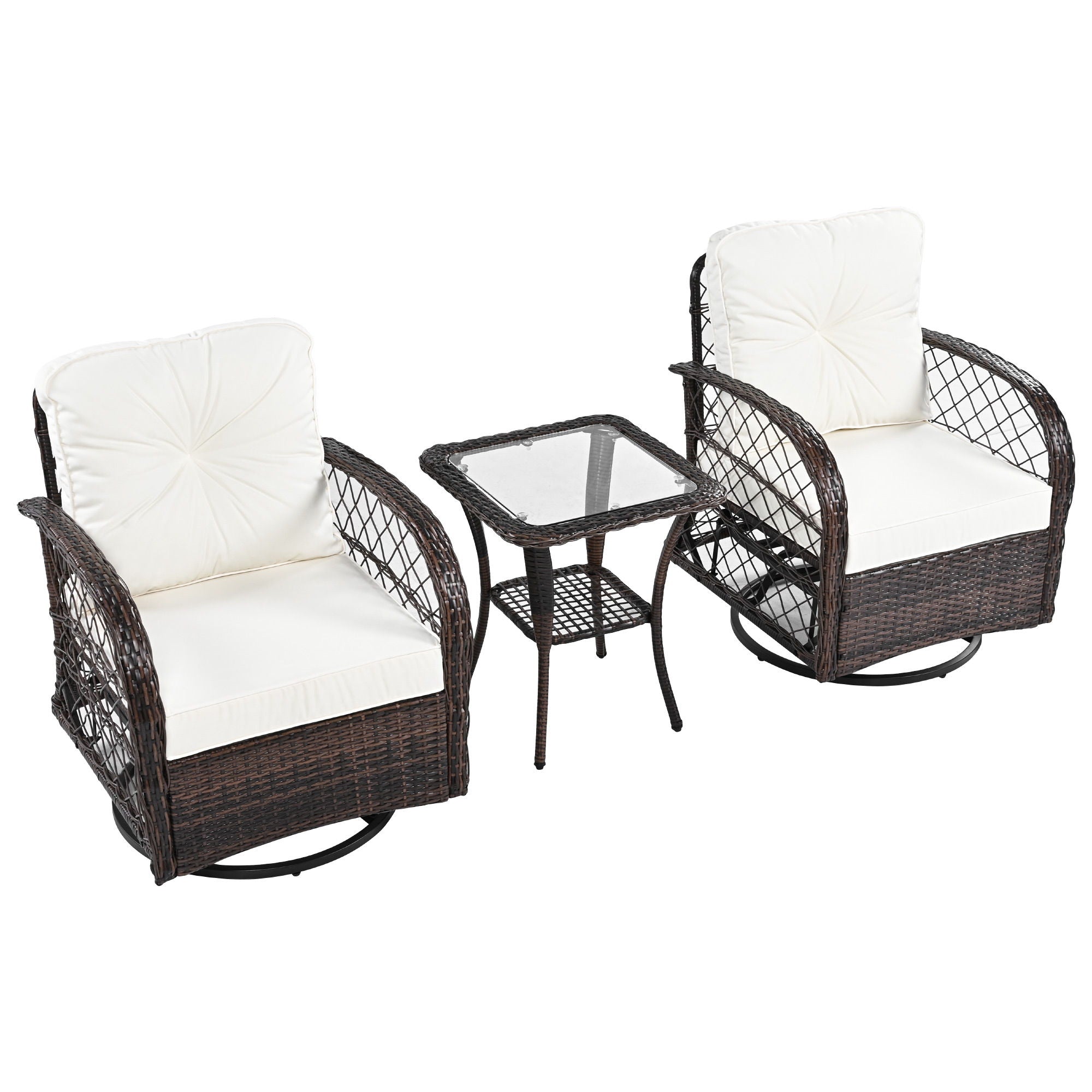 3 Piece Outdoor Chair & Table Set Chat Set, 2 Person Rattan Seating Group - Best Buy Furniture