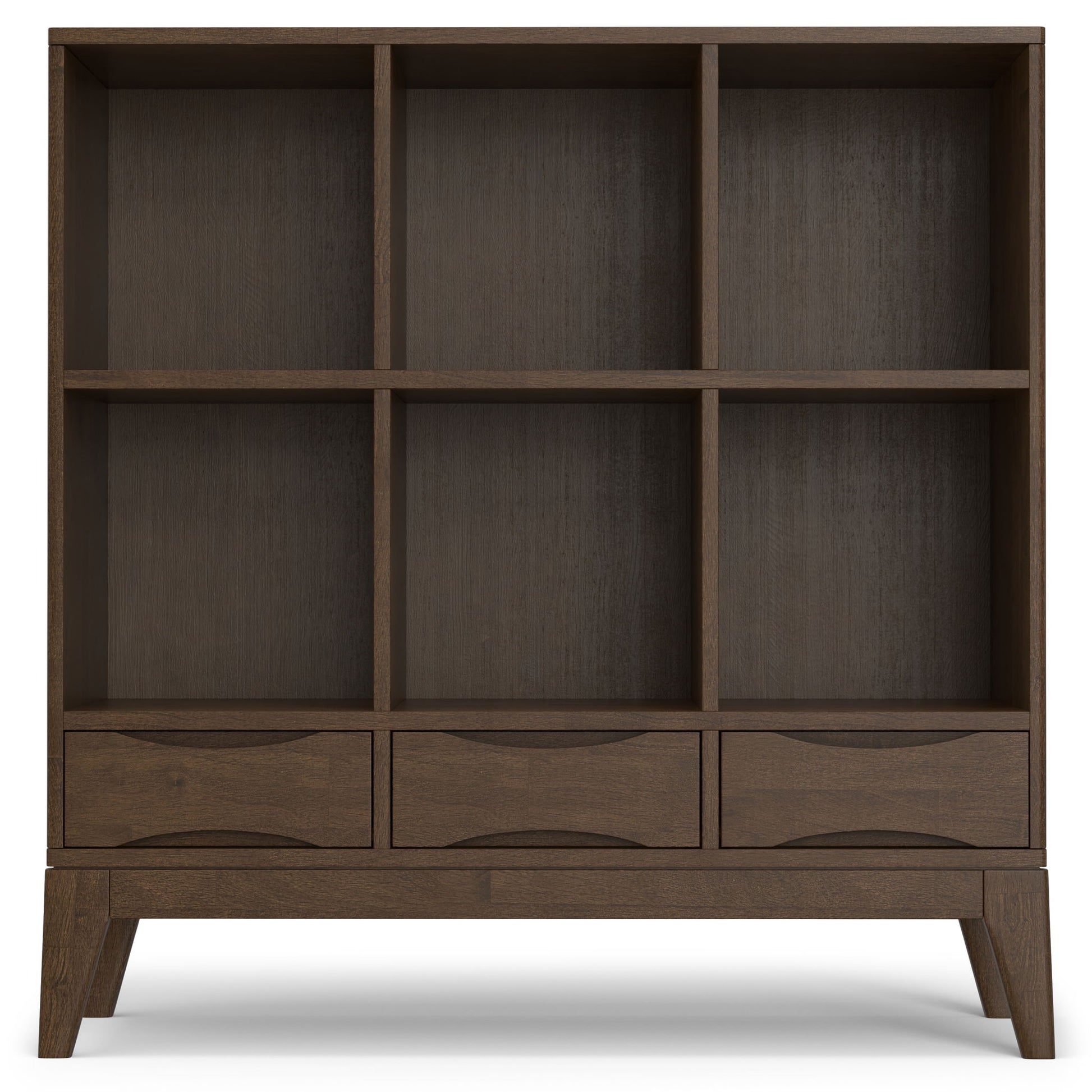 Harper - Low 6 Cube Storage With Drawers - Walnut Brown - Best Buy Furniture