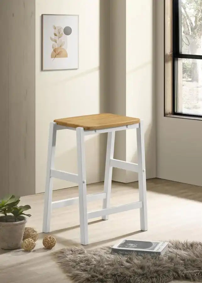 Edgeworth - Wood Backless Counter Stool (Set of 2) - White - Best Buy Furniture
