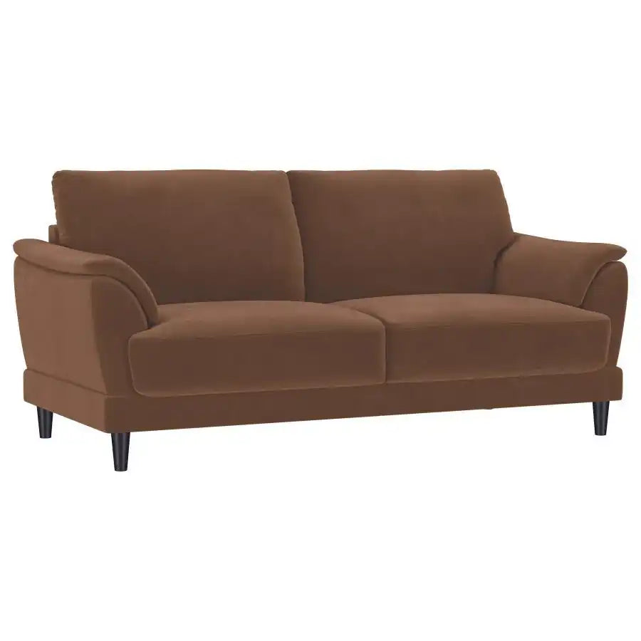 Selma - Velvet Upholstered Crescent Arm Sofa - Rust - Best Buy Furniture