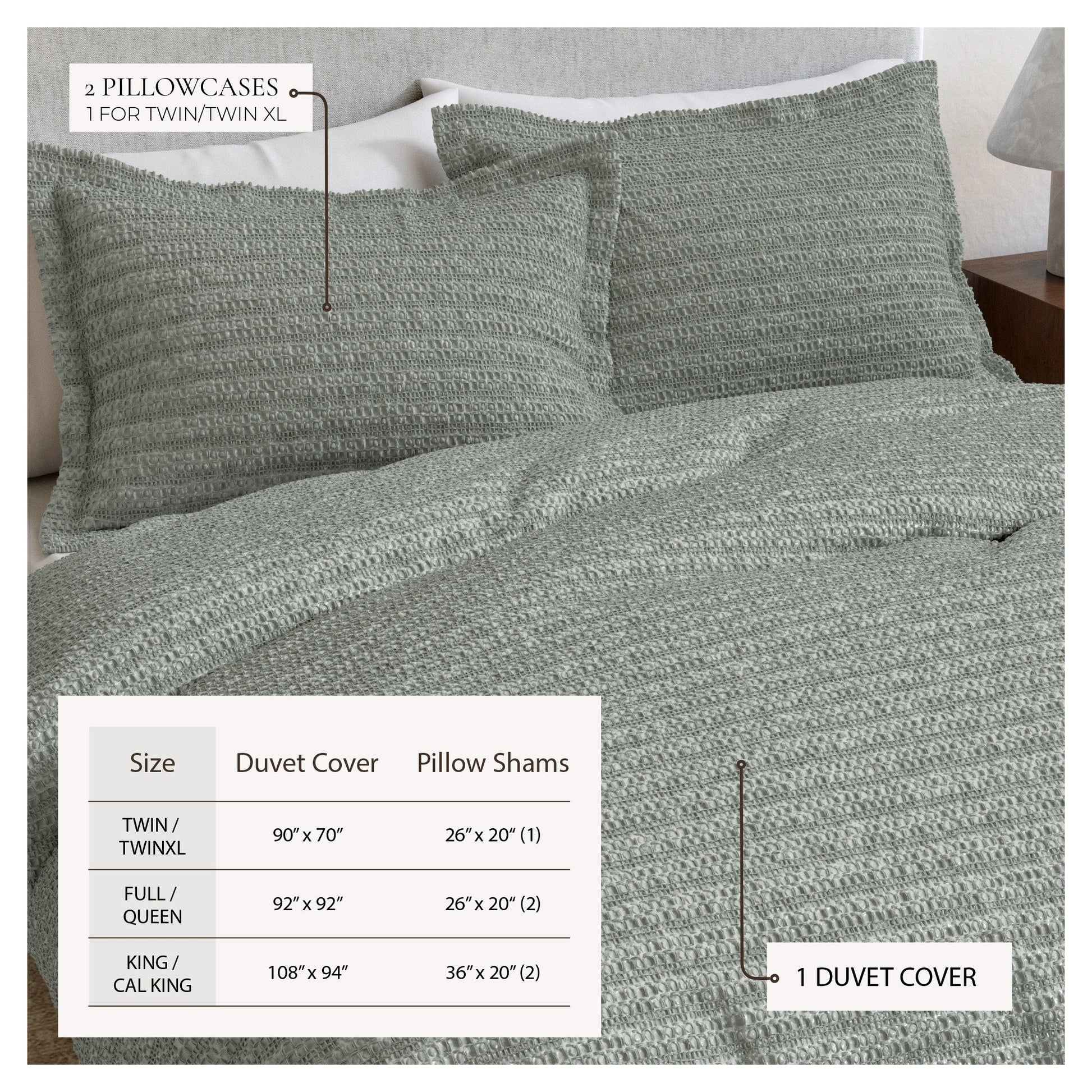 100% Cotton Honeycomb Waffle Duvet Set - Mattea Collection - Best Buy Furniture