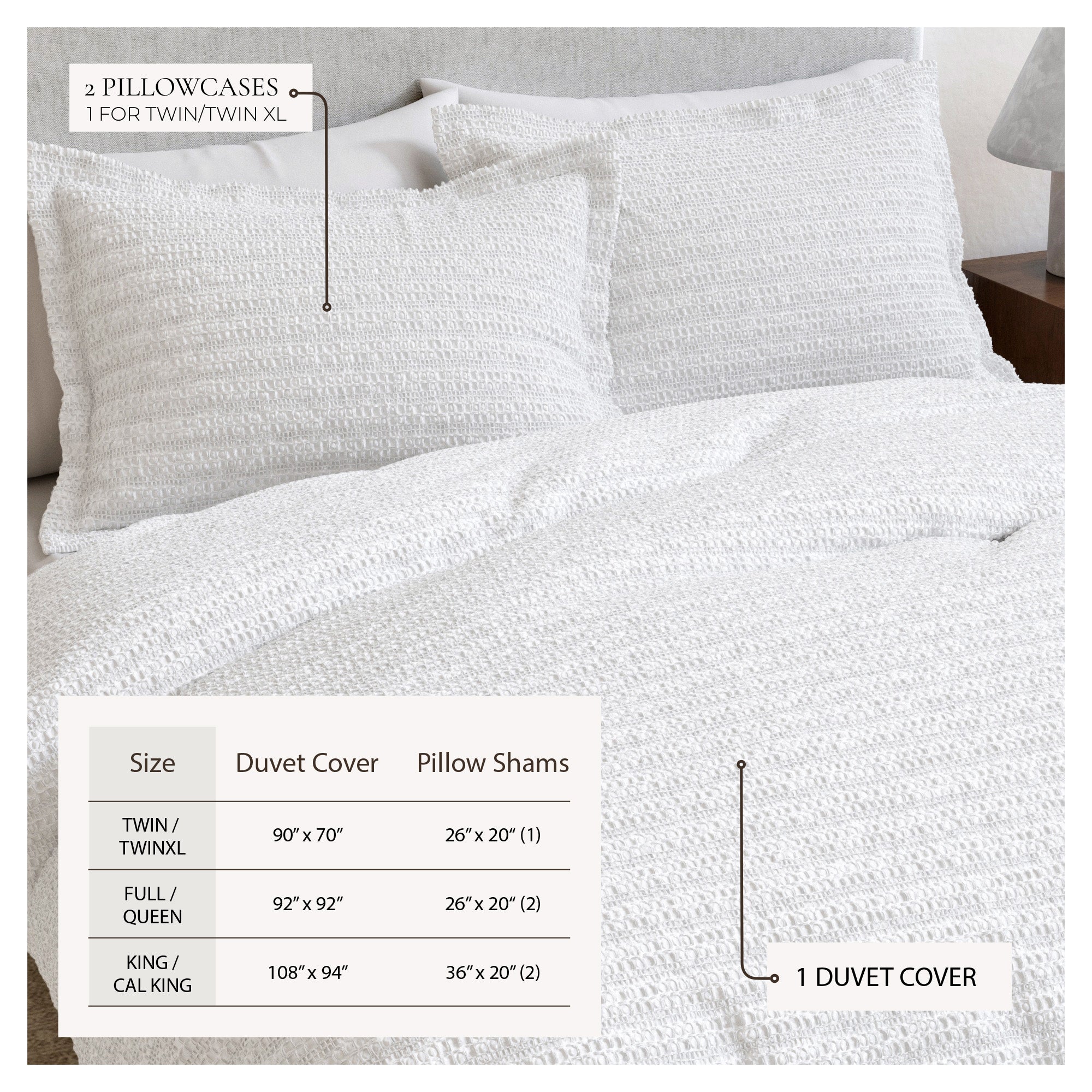 100% Cotton Honeycomb Waffle Duvet Set - Mattea Collection - Best Buy Furniture