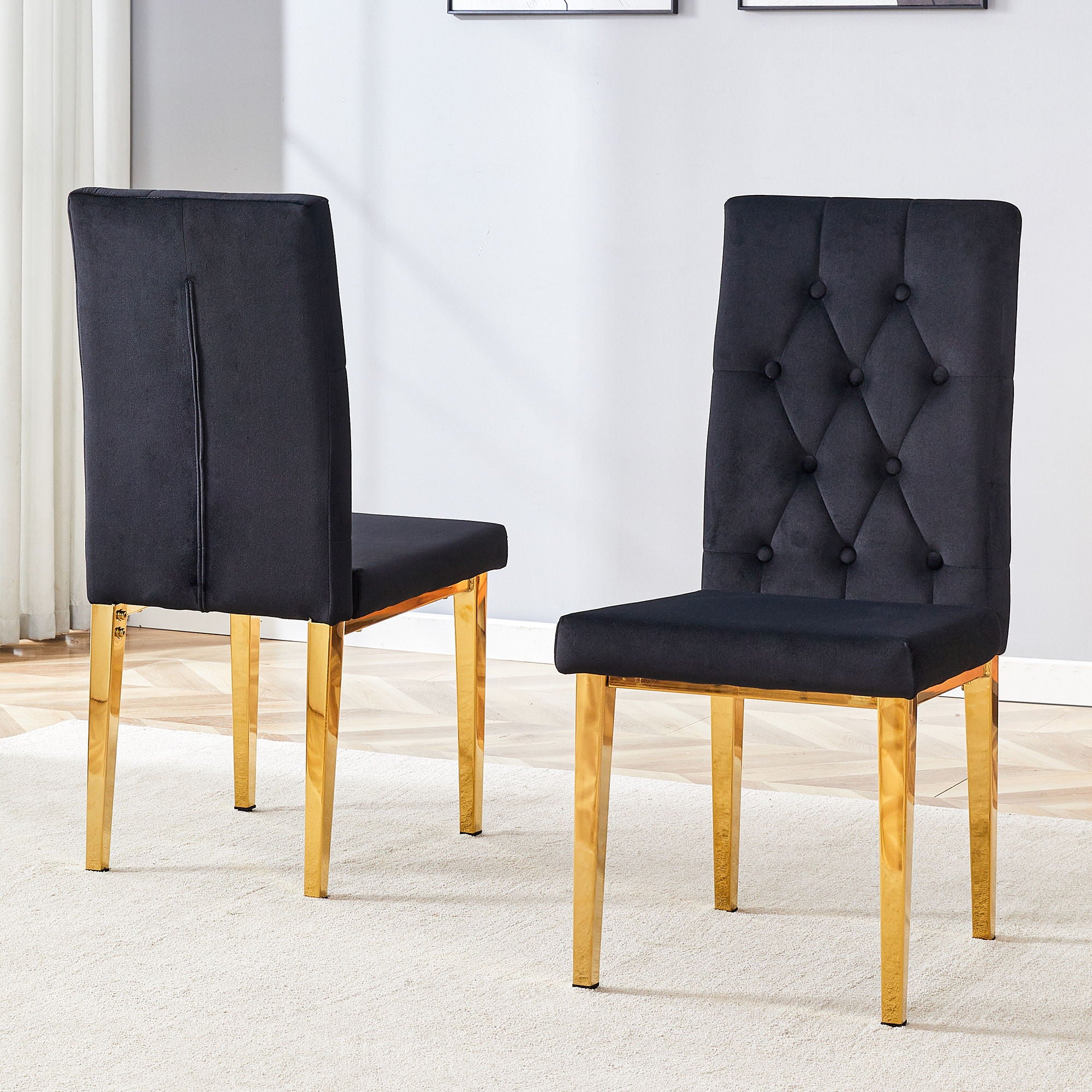 Vintage Style Armless Dining Chairs Set With Grid And Buckle Design - Best Buy Furniture