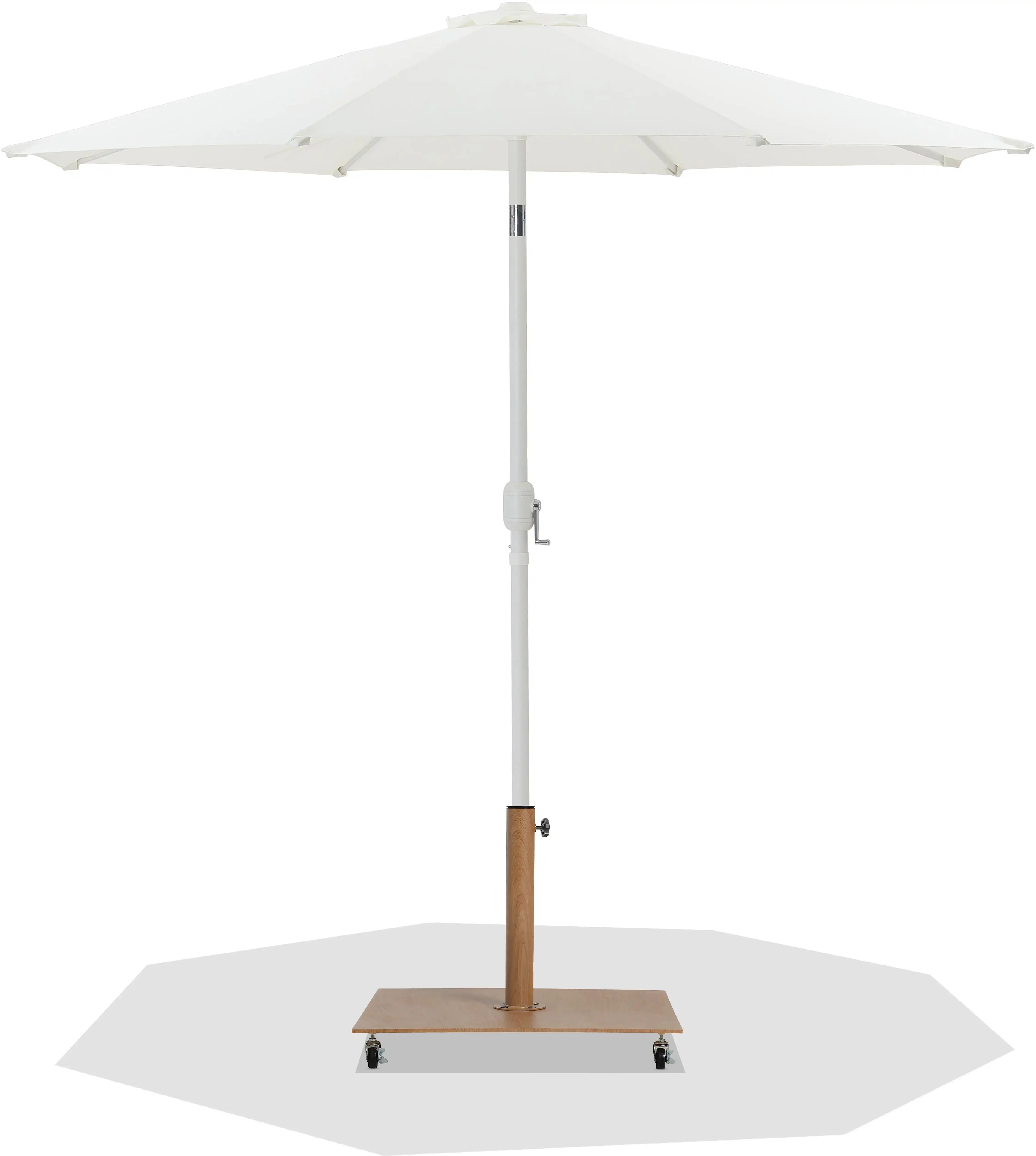 Fiji - Aluminum Patio Umbrella With Square Teak And White Base - Best Buy Furniture