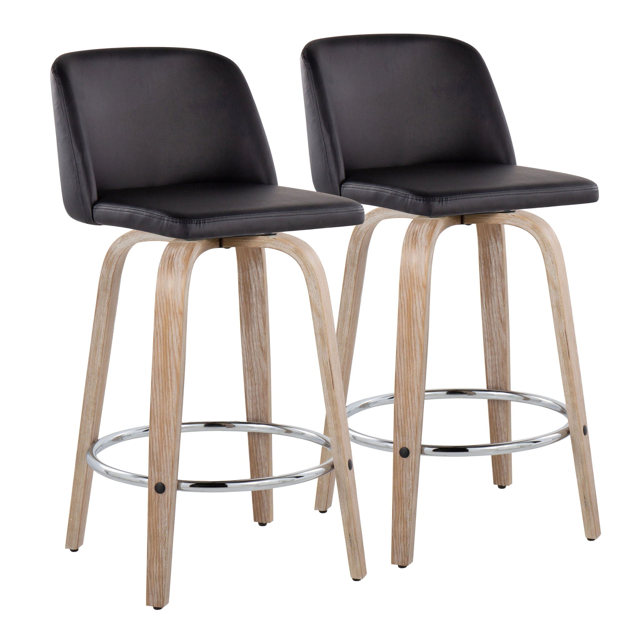 Toriano - Modern Design Fixed Height Counter Stool With Swivel With Round Footrest (Set of 2) - Best Buy Furniture