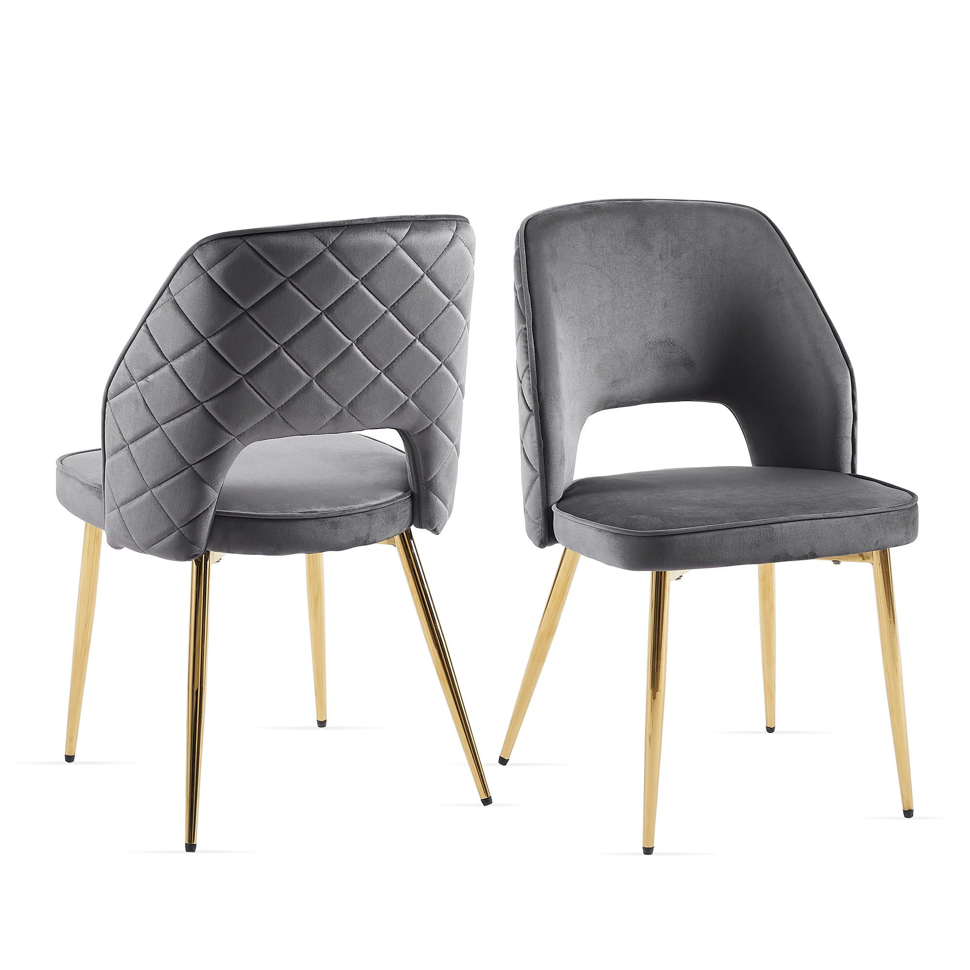 Velvet Dining Chairs With Metal Legs And Hollow Back Upholstered Dining Chairs - Best Buy Furniture