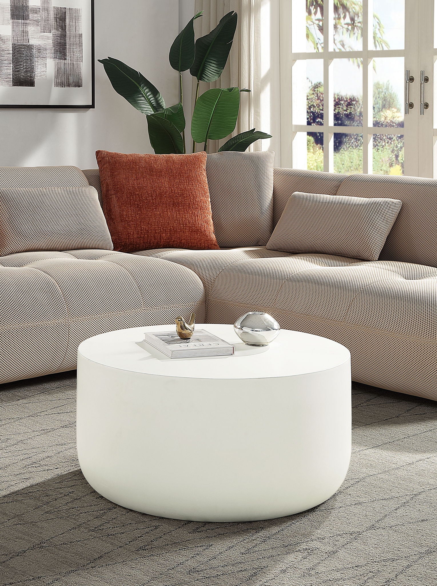 Dustan - Natural Coffee Table - White - Best Buy Furniture