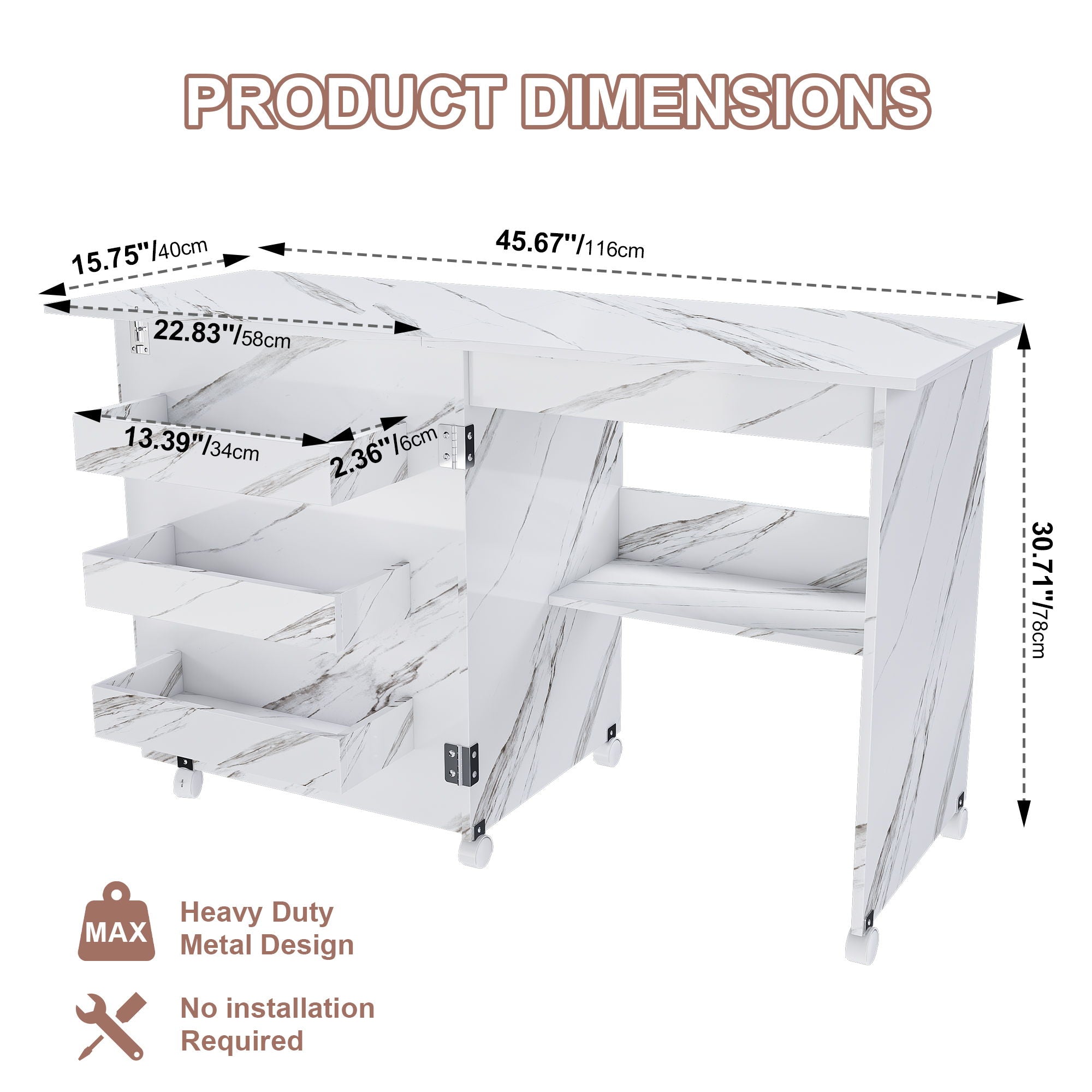 4 In 1 Folding Sewing Table With Lockable Wheels, Multi Functional Craft Station - White - Best Buy Furniture
