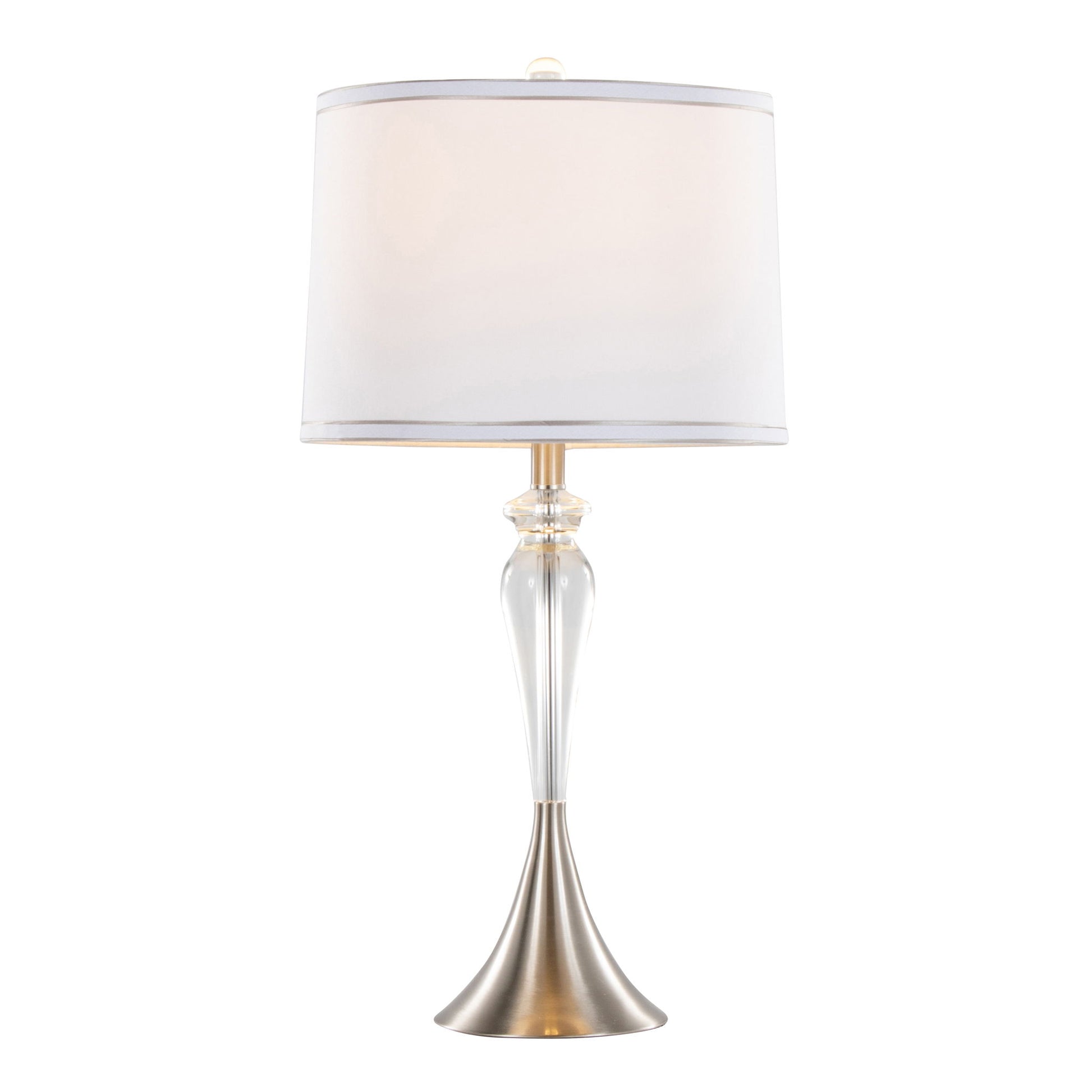 Ashland - Contemporary Crystal Table Lamp (Set of 2) - Clear Crystal / Nickel / White - Best Buy Furniture