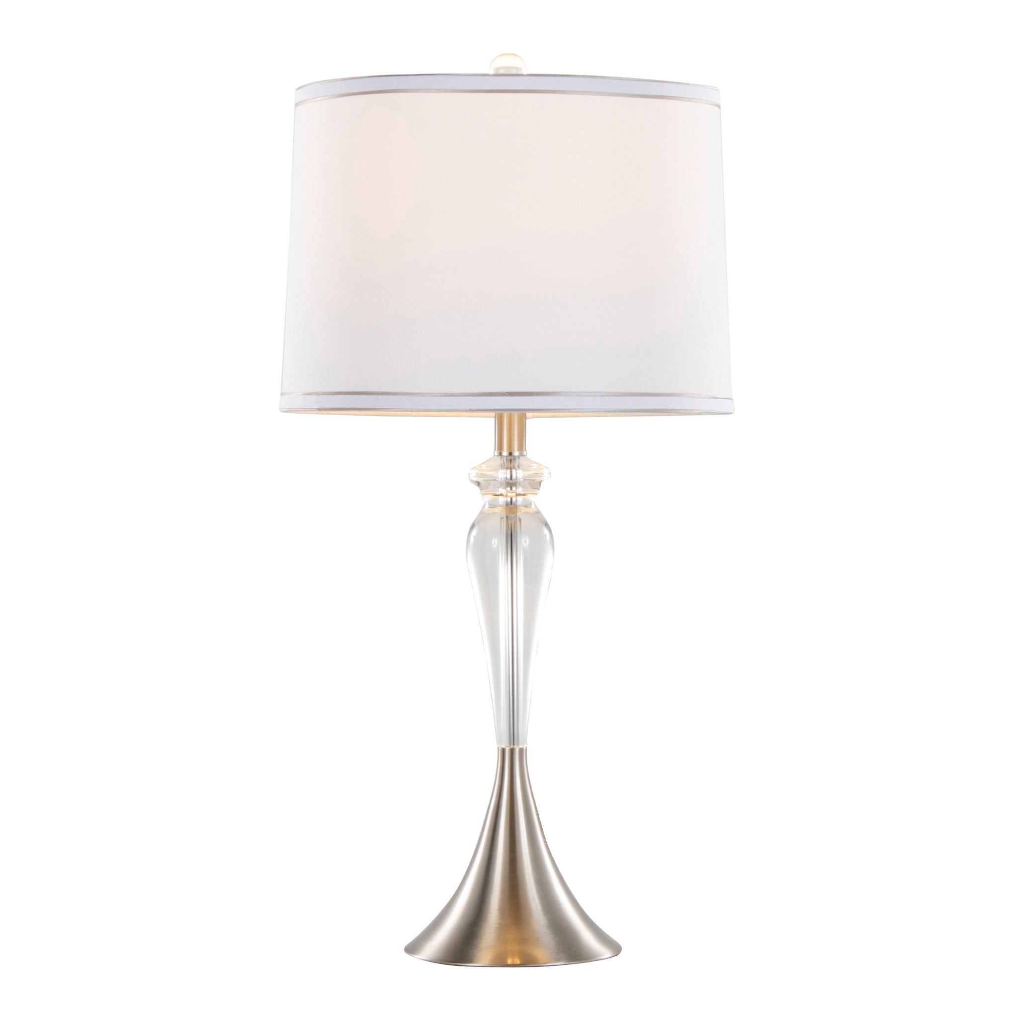 Ashland - Contemporary Crystal Table Lamp (Set of 2) - Clear Crystal / Nickel / White - Best Buy Furniture