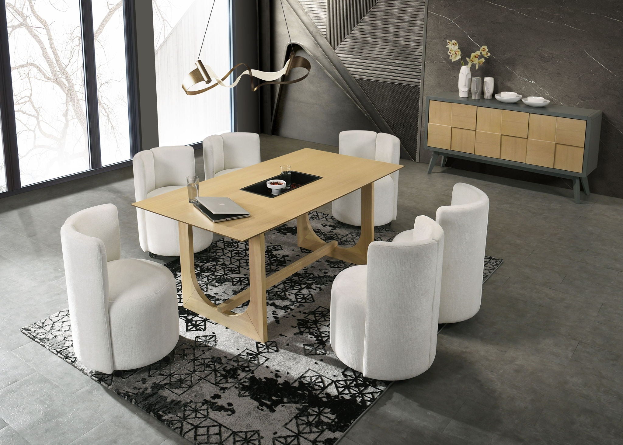 Blayde - 8 Pieces Dining Room Set - Natural / White - Best Buy Furniture