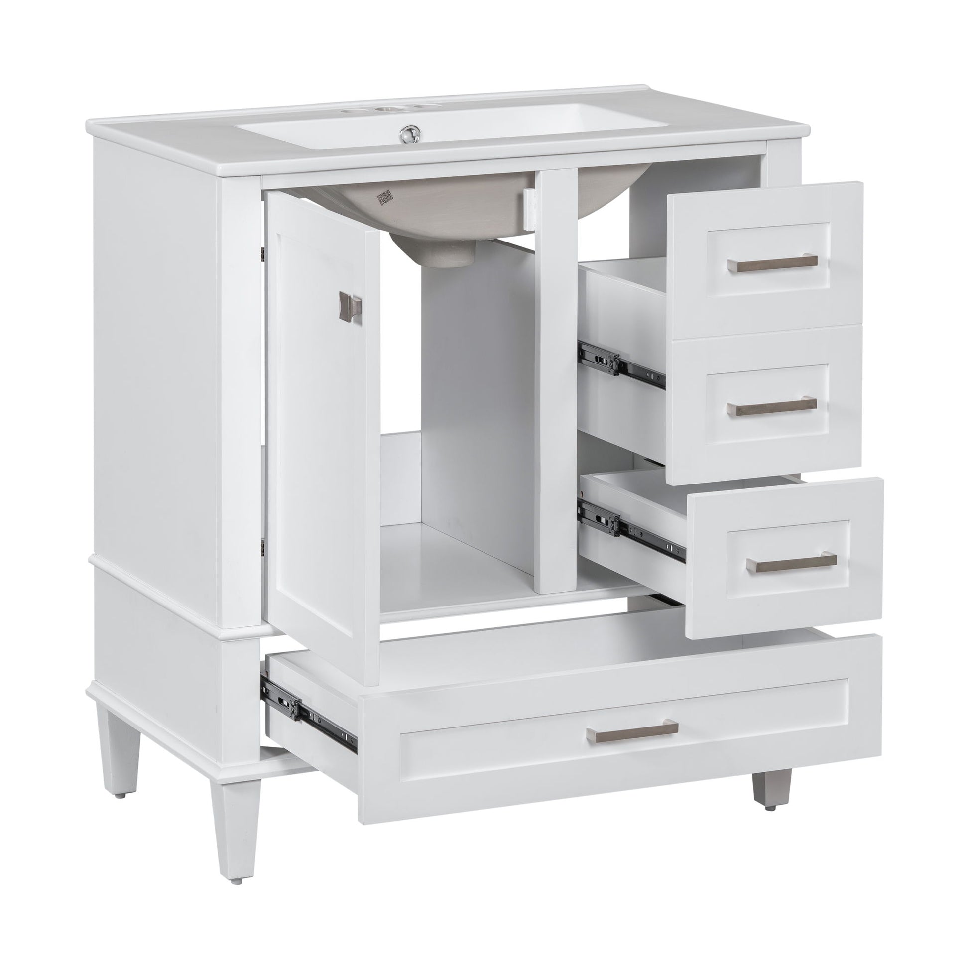 Bathroom Vanity, Modern Bathroom Cabinet With Sink Combo Set, Bathroom Storage Cabinet With A Soft Closing Door And 3 Drawers, Solid Wood Frame - Best Buy Furniture