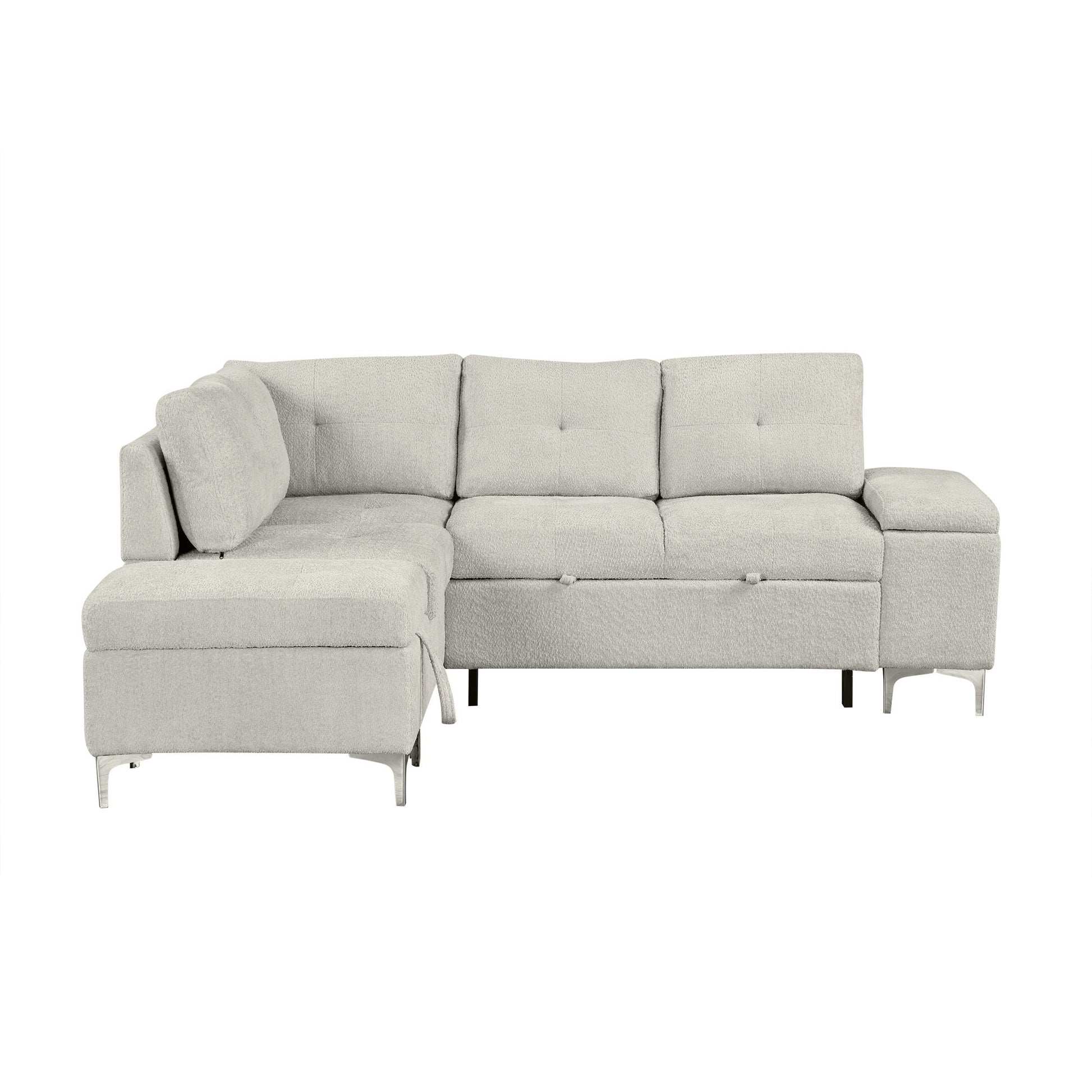 Versatile L Shaped Sofa Bed With Storage, Cup Holders, USB Ports Chenille - Best Buy Furniture