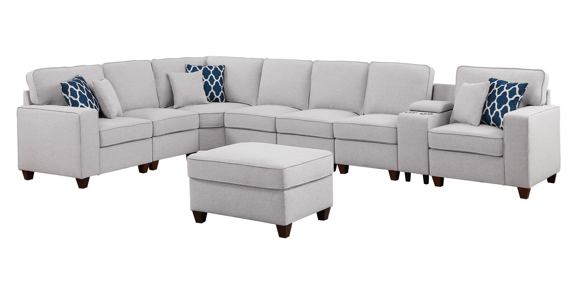 Jessica - Sectional Sofa With Ottoman - Light Gray - Best Buy Furniture