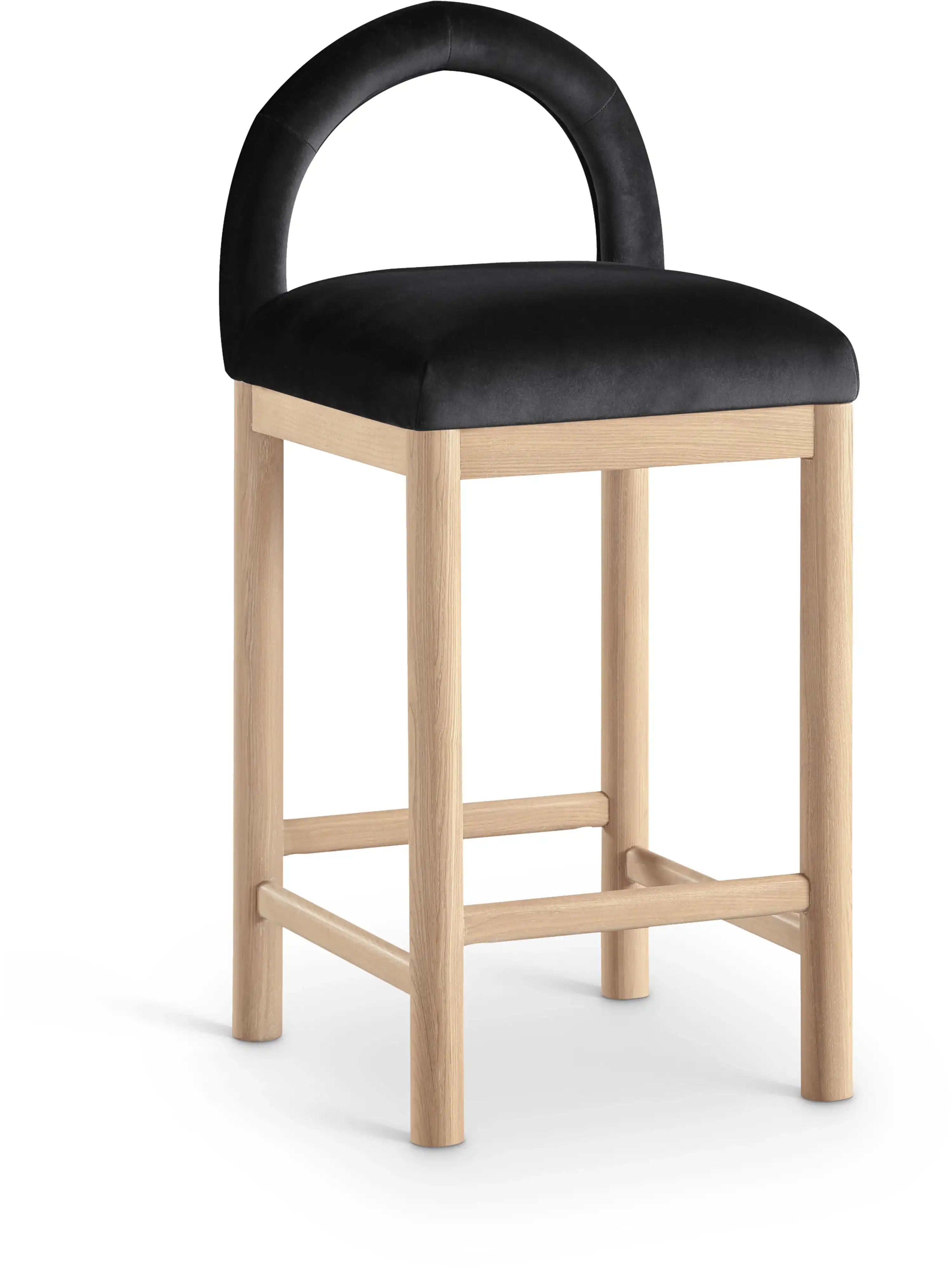 Conrad - Velvet Counter Stool With Natural Legs - Best Buy Furniture