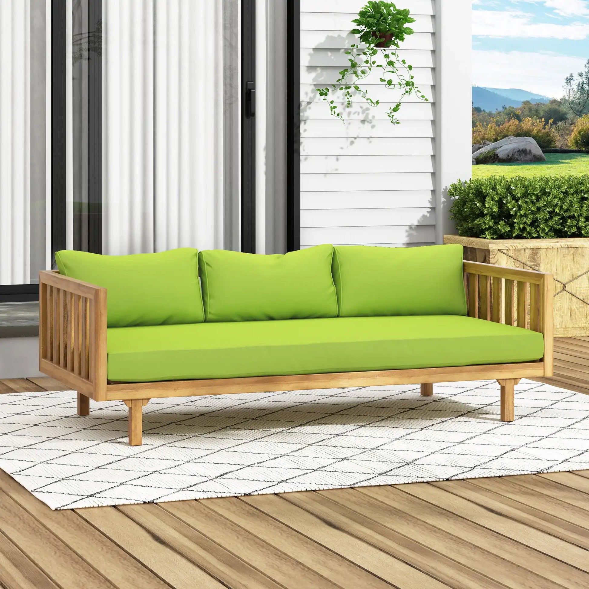 Claremont - 3 Seater Daybed Teak Acacia Wood Water Resistant Cushions - Best Buy Furniture