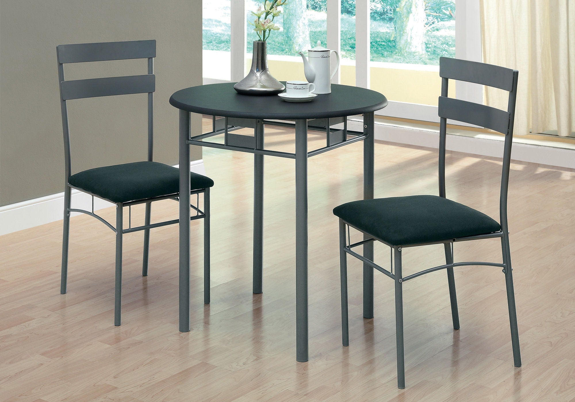 Dining Table Set Small Round 3 Pieces Set - Black - Best Buy Furniture